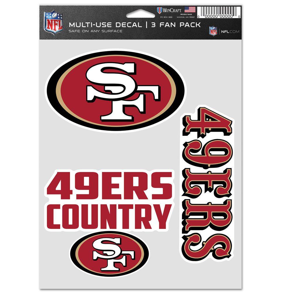 San Francisco 49ers Wincraft NFL Multi Use Decal 3 Pack Set