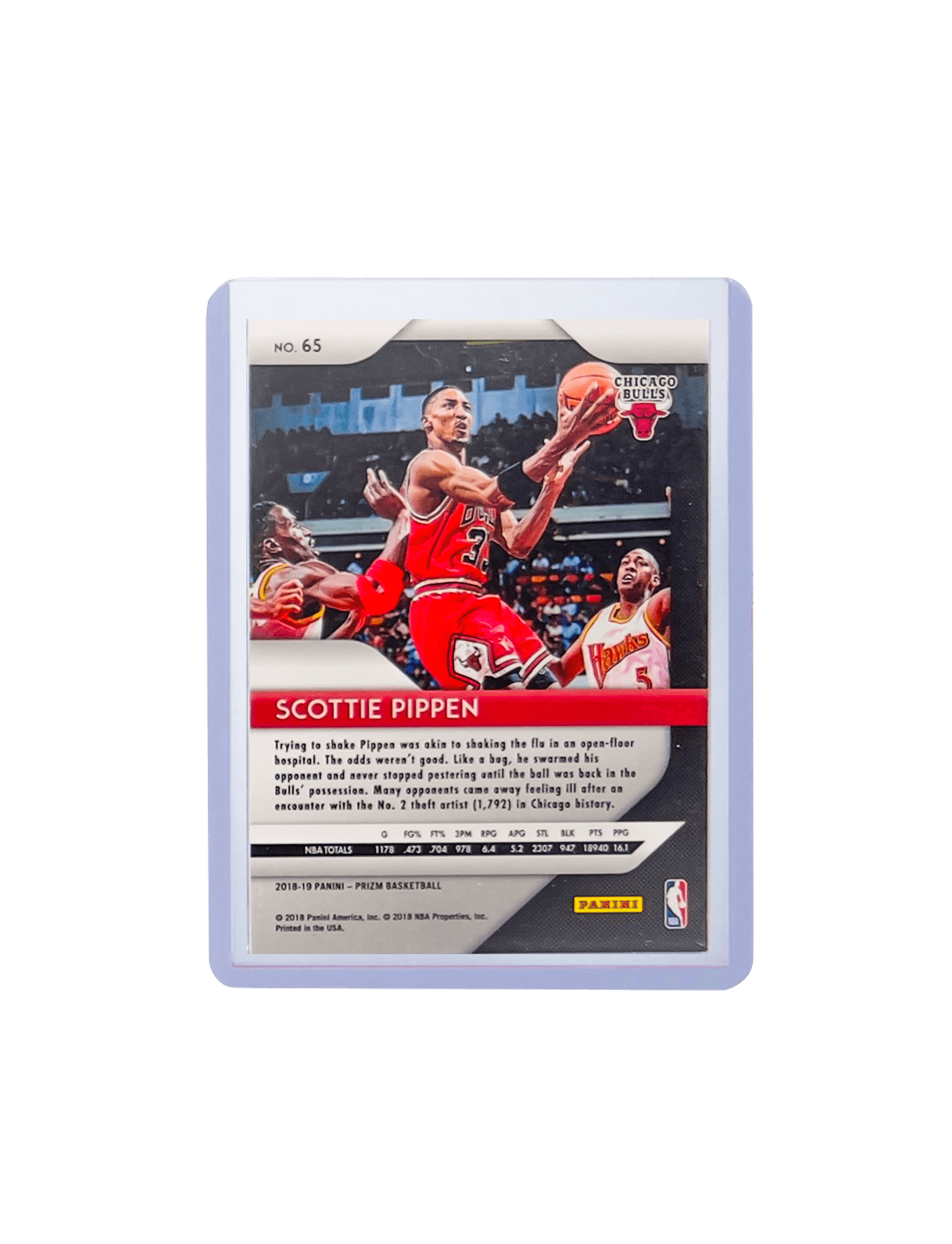 Scottie Pippen Chicago Bulls Panini NBA 18-19 Prizm 65 Base Card