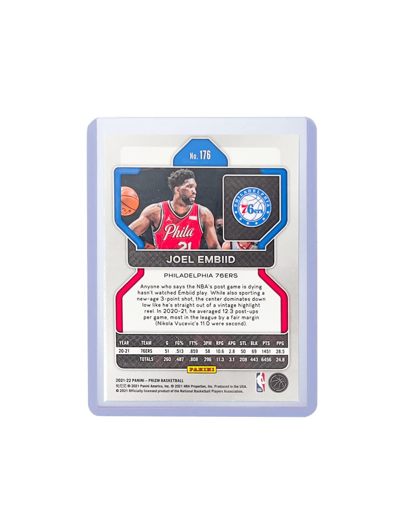 Joel Embiid Philadelphia 76ers Panini NBA 21-22 Prizm 176 Base Card