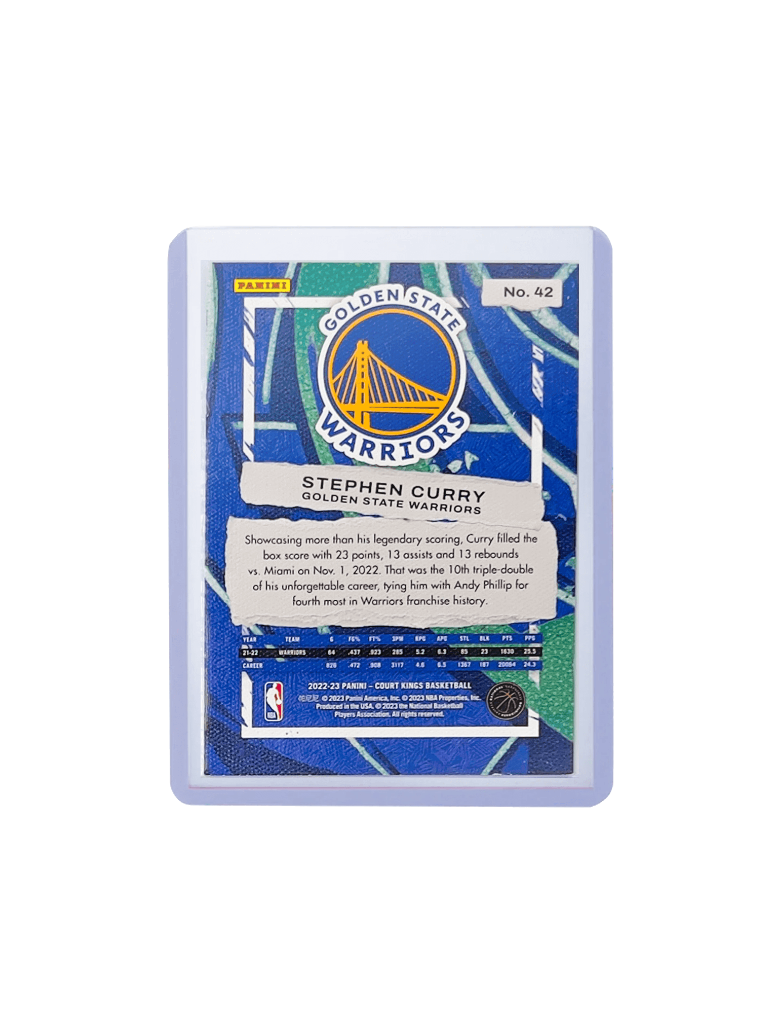 Steph Curry Golden State Warriors Panini NBA 22-23 Court Kings 42 Card