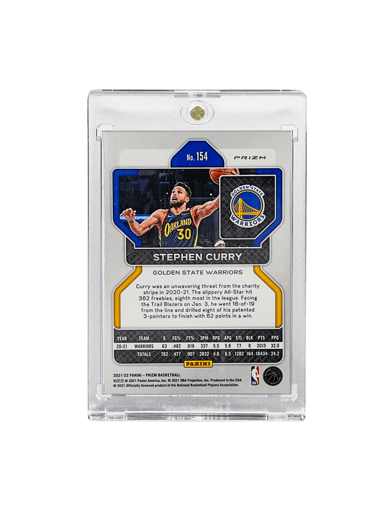 Steph Curry Golden State Warriors Panini NBA 21-22 Prizm Silver 154 Card