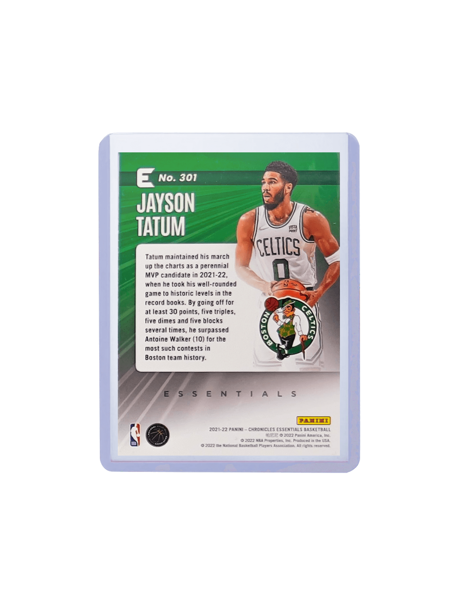 Jayson Tatum Boston Celtics Panini NBA 21-22 Essentials 301 Base Card