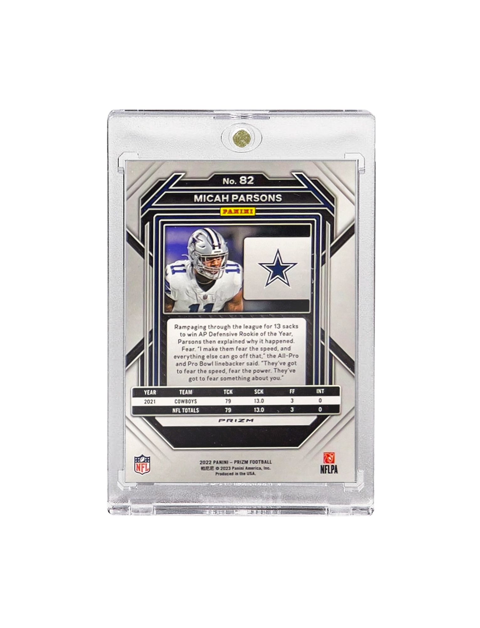 Micah Parsons Dallas Cowboys Panini NFL Prizm 22 Silver 82 Card