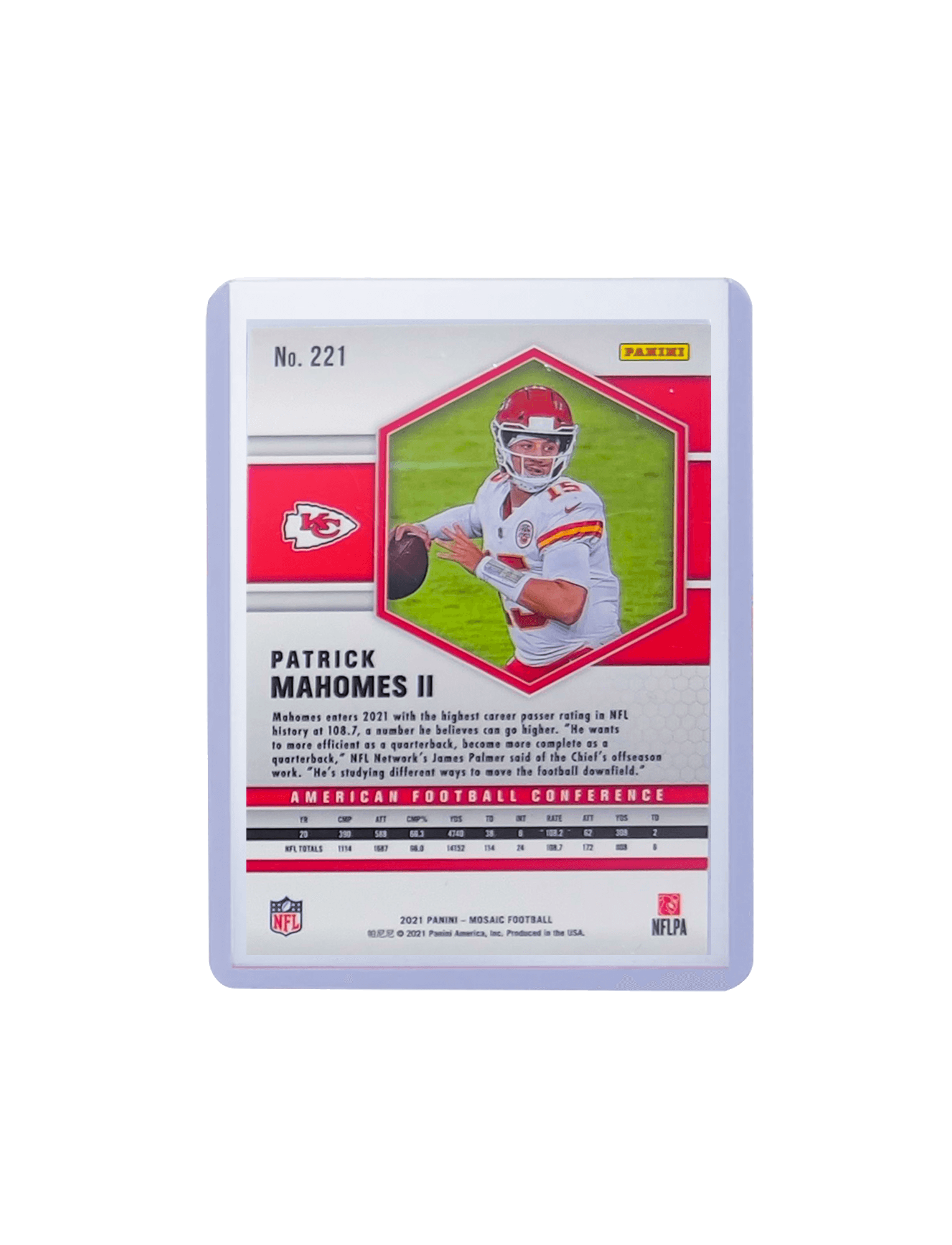 Patrick Mahomes Kansas City Chiefs Panini NFL 2021 Mosaic Base 221 Card