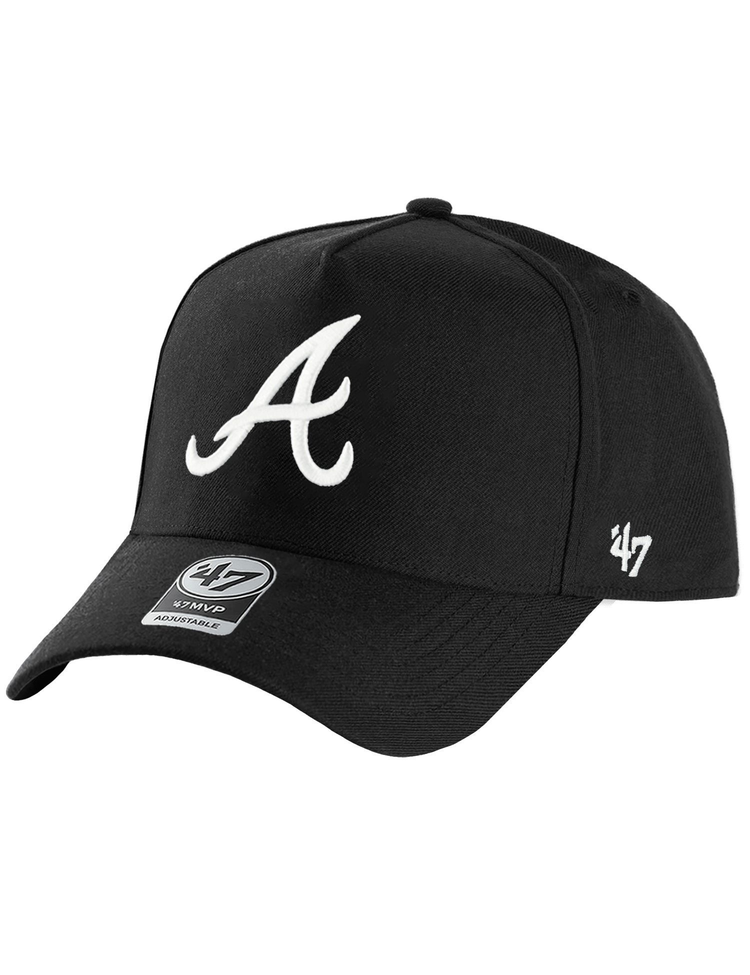 Atlanta Braves '47 MLB Monochrome MVP DT Snapback Hat - Black