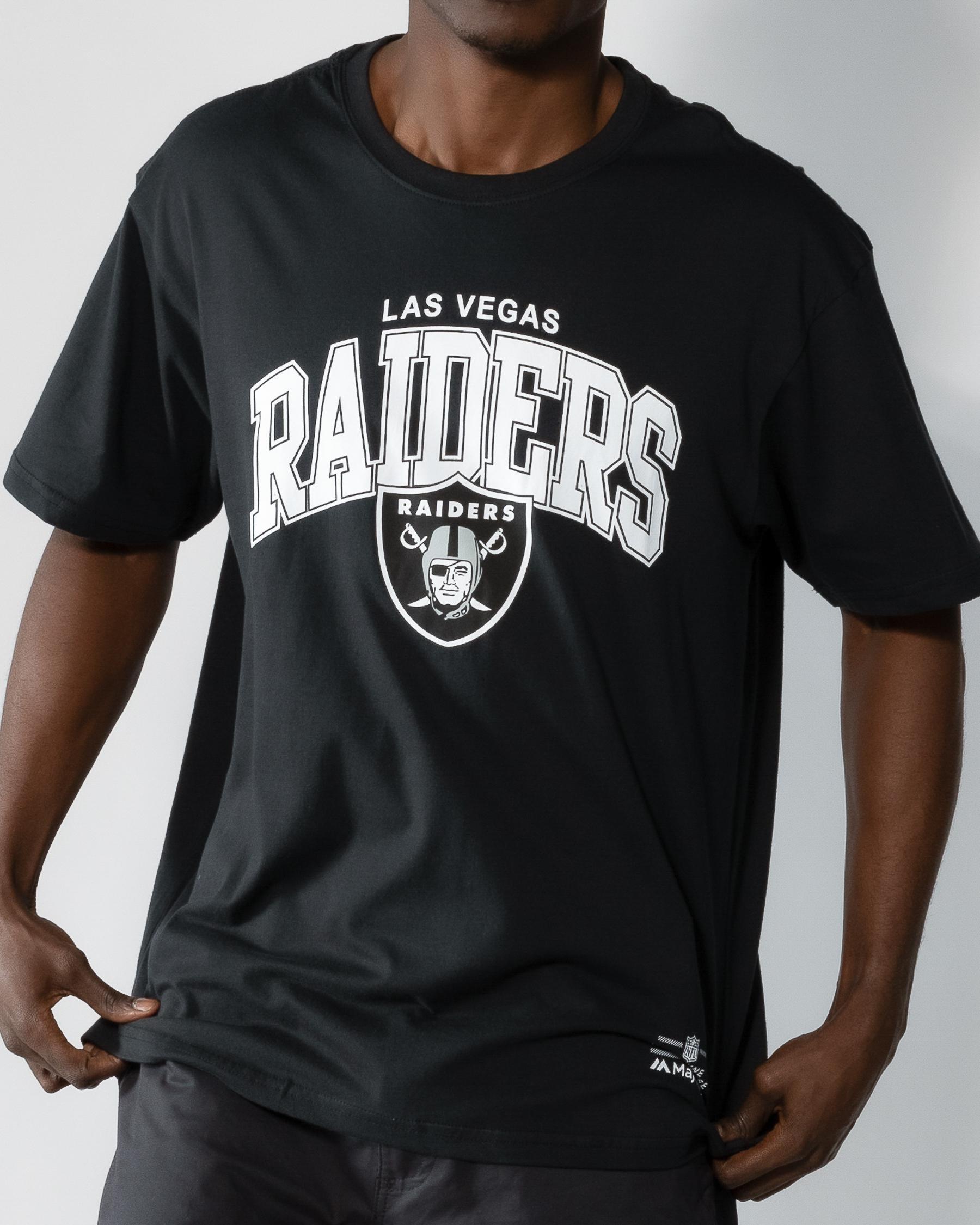 Las Vegas Raiders Majestic NFL Logo Arch Vintage T-Shirt - Faded Black