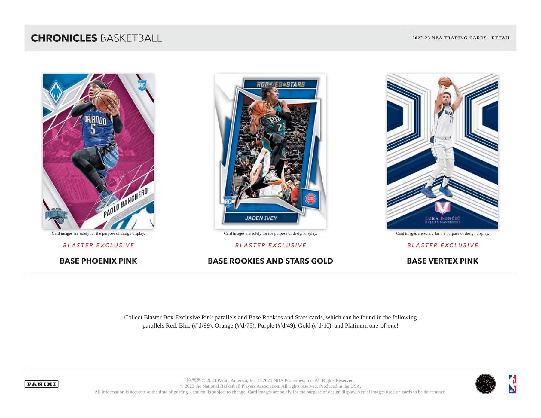 2023 NBA Panini Chronicles Basketball Trading Card Value Pack