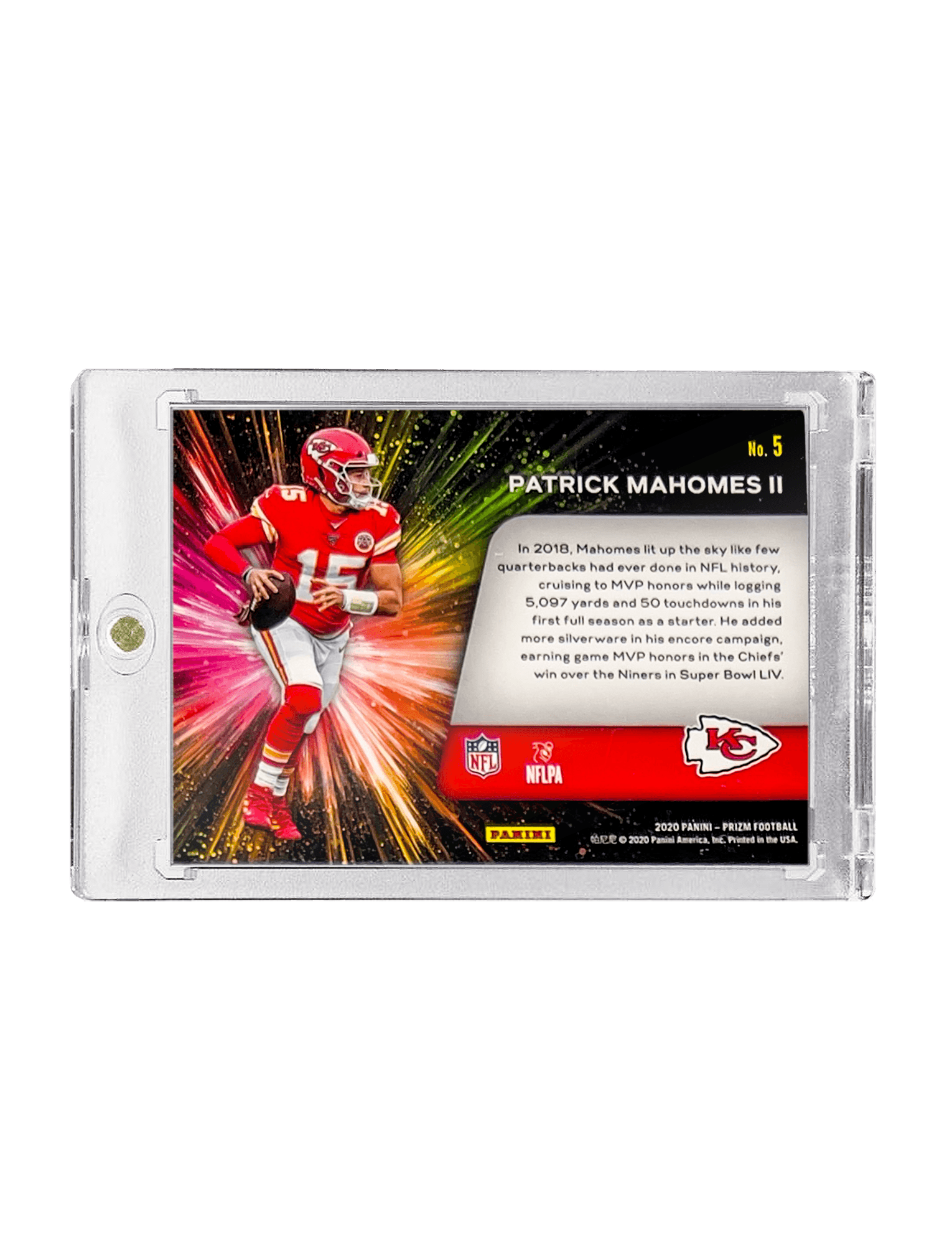 Patrick Mahomes Kansas City Chiefs Panini NFL Mosaic 20 Fireworks 5 Card