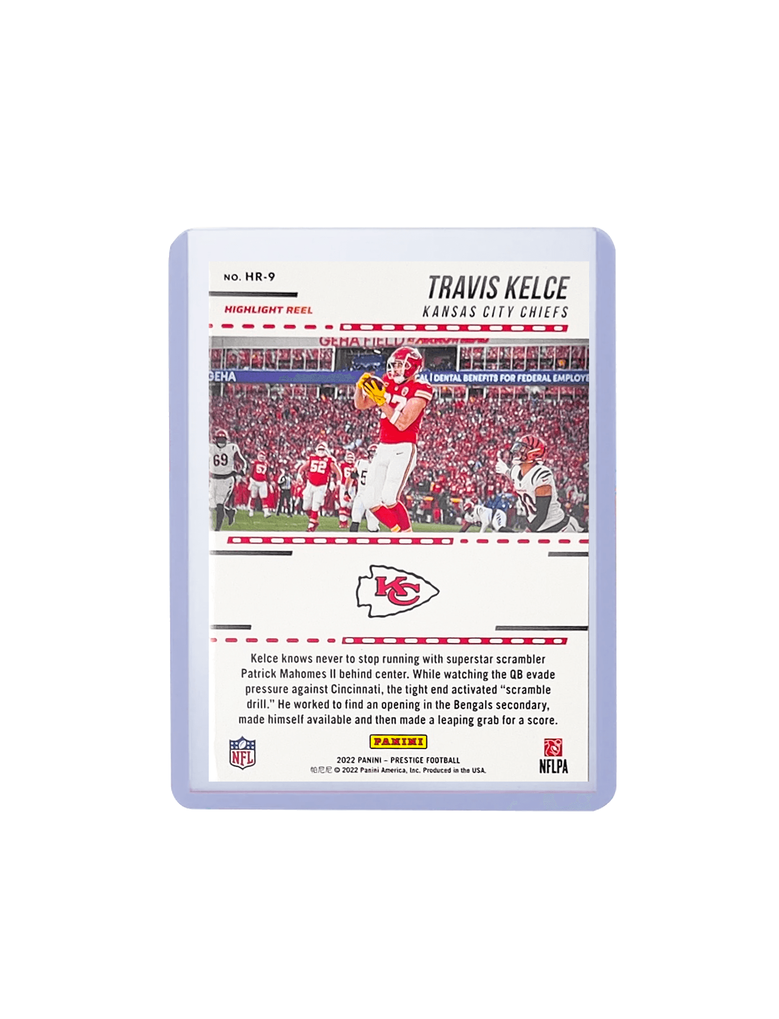 Travis Kelce Kansas City Chiefs Panini NFL Prestige 22 Highlight Reel Card