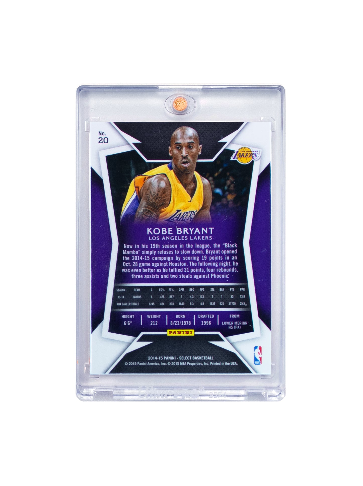 Kobe Bryant Los Angeles Lakers Panini NBA Select 14-15 Base Card