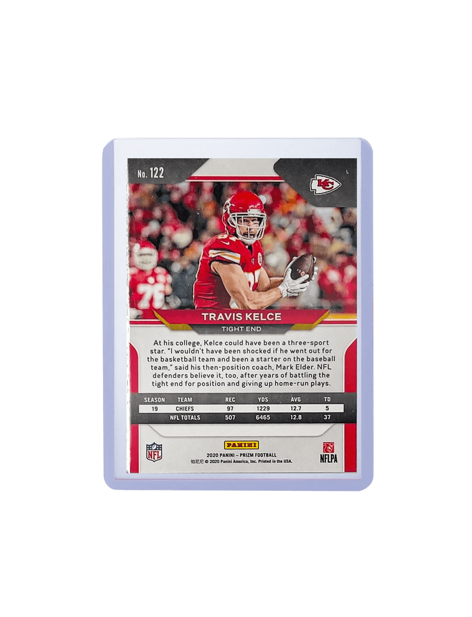 Travis Kelce Kansas City Chiefs Panini NFL 2020 Prizm Base 122 Card