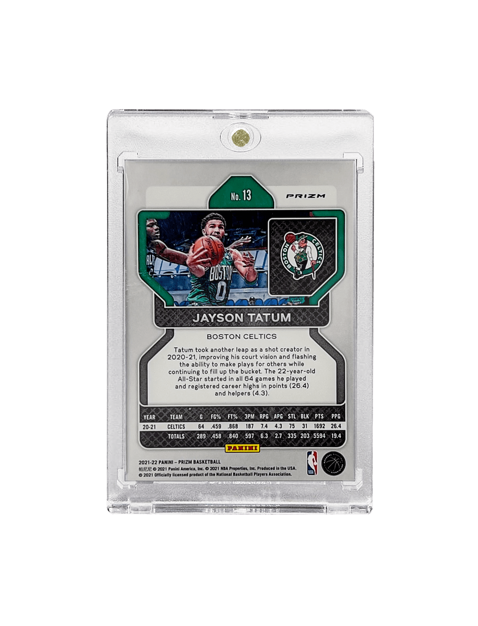 Jayson Tatum Boston Celtics Panini NBA 21-22 Prizm Silver 13 Card