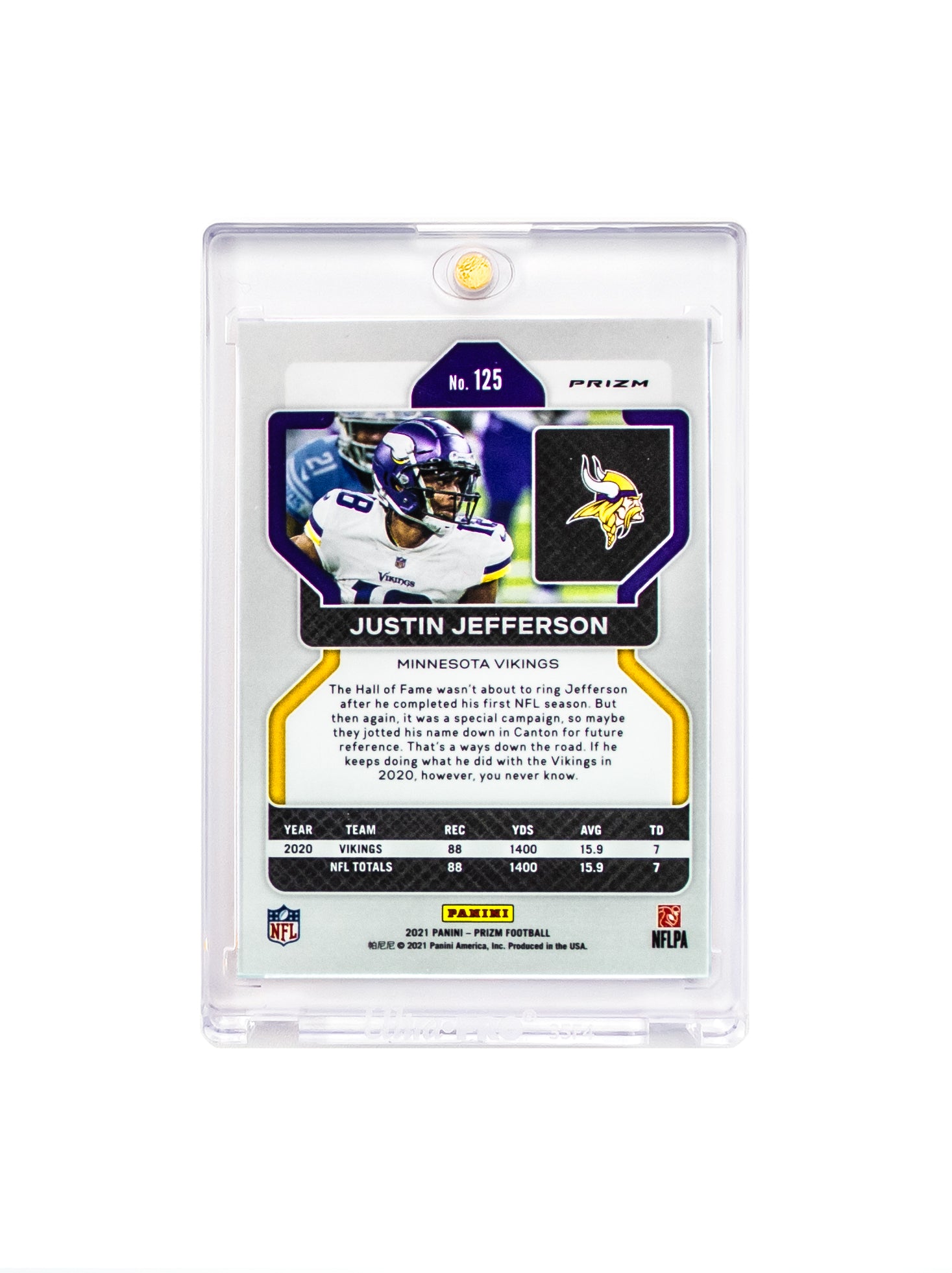 Justin Jefferson Minnesota Vikings Panini NFL Prizm 21 Silver Card