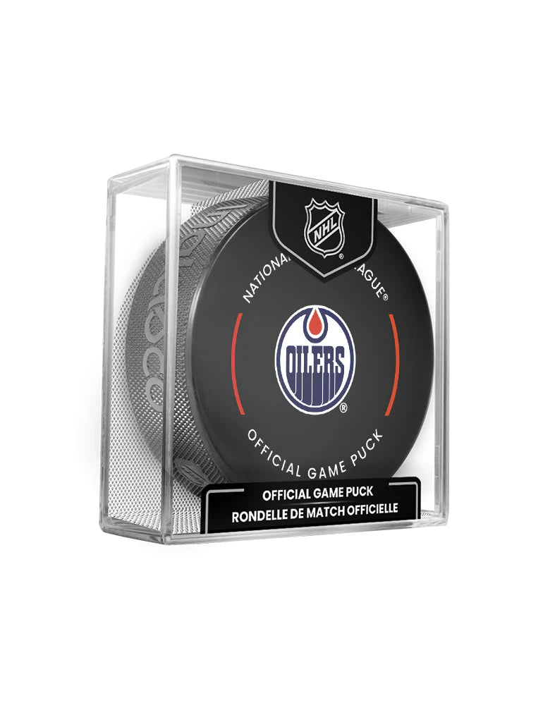 Edmonton Oilers Inglasco NHL 24-25 Official Game Puck In Cube