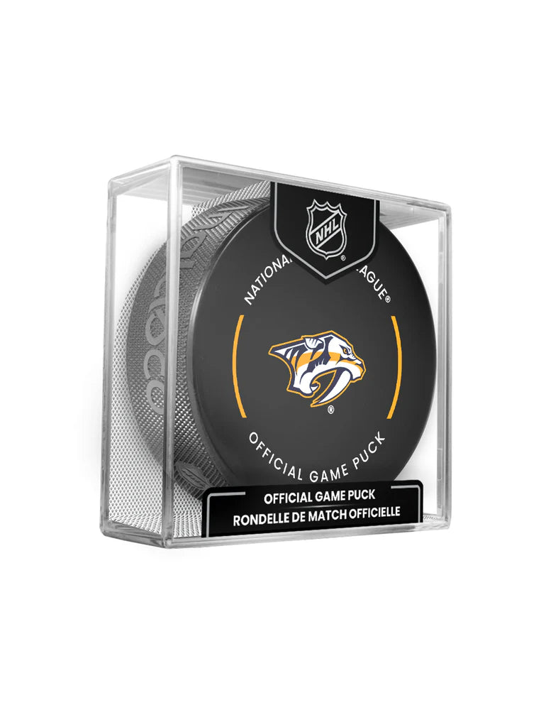 Nashville Predators Inglasco NHL 24-25 Official Game Puck In Cube