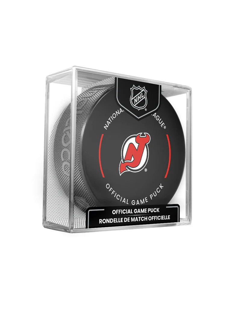 New Jersey Devils Inglasco NHL 24-25 Official Game Puck In Cube