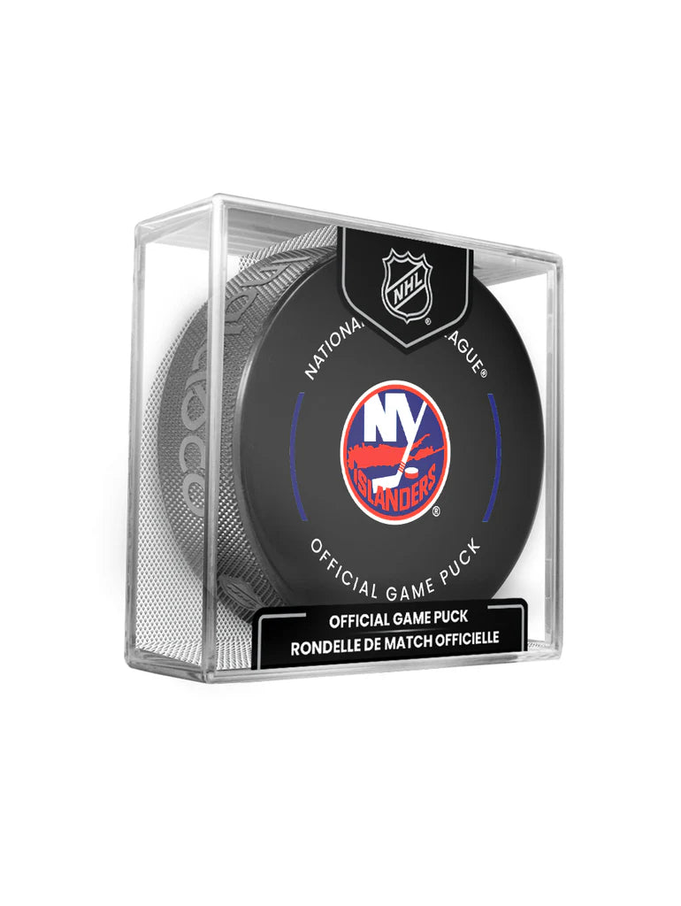 New York Islanders Inglasco NHL 24-25 Official Game Puck In Cube