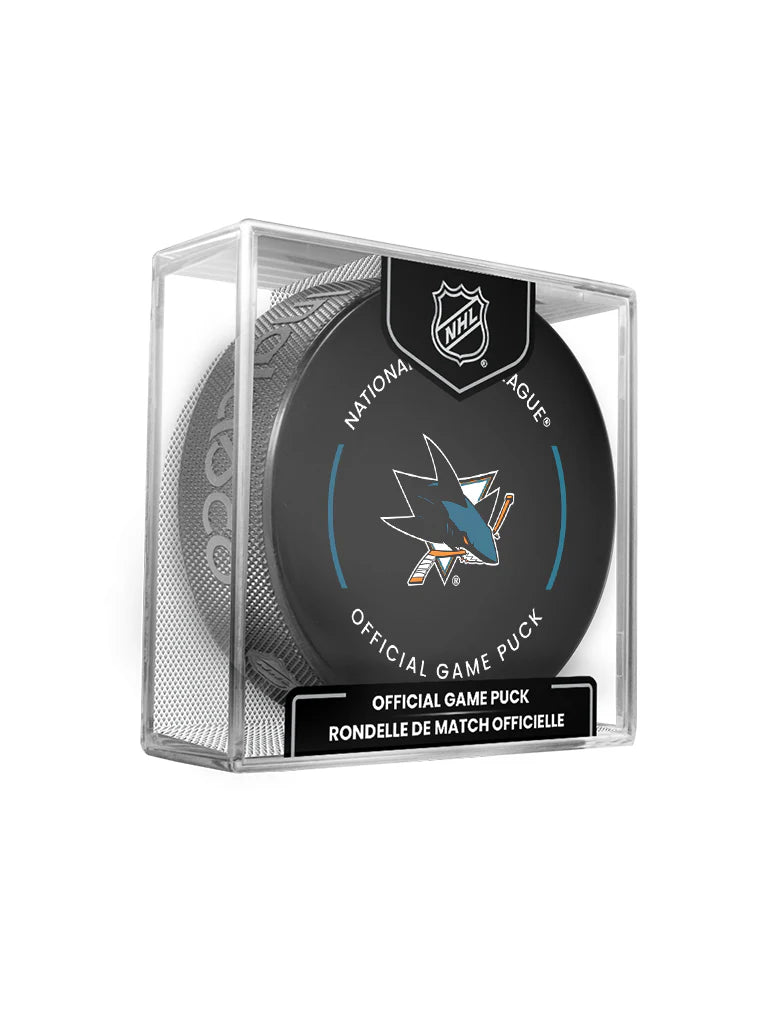 San Jose Sharks Inglasco NHL 24-25 Official Game Puck In Cube