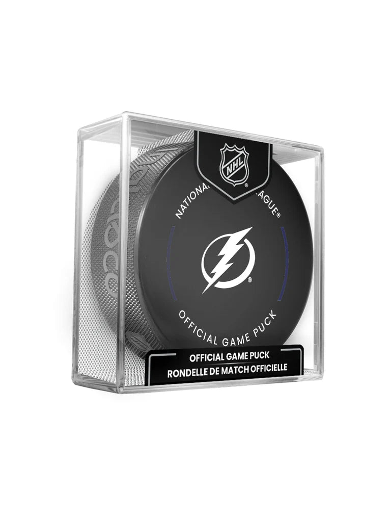 Tampa Bay Lightning Inglasco NHL 24-25 Official Game Puck In Cube