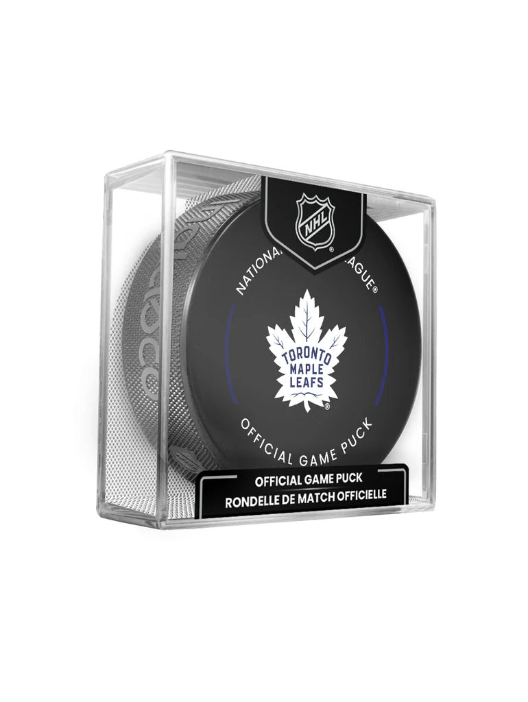 Toronto Maple Leafs Inglasco NHL 24-25 Official Game Puck In Cube