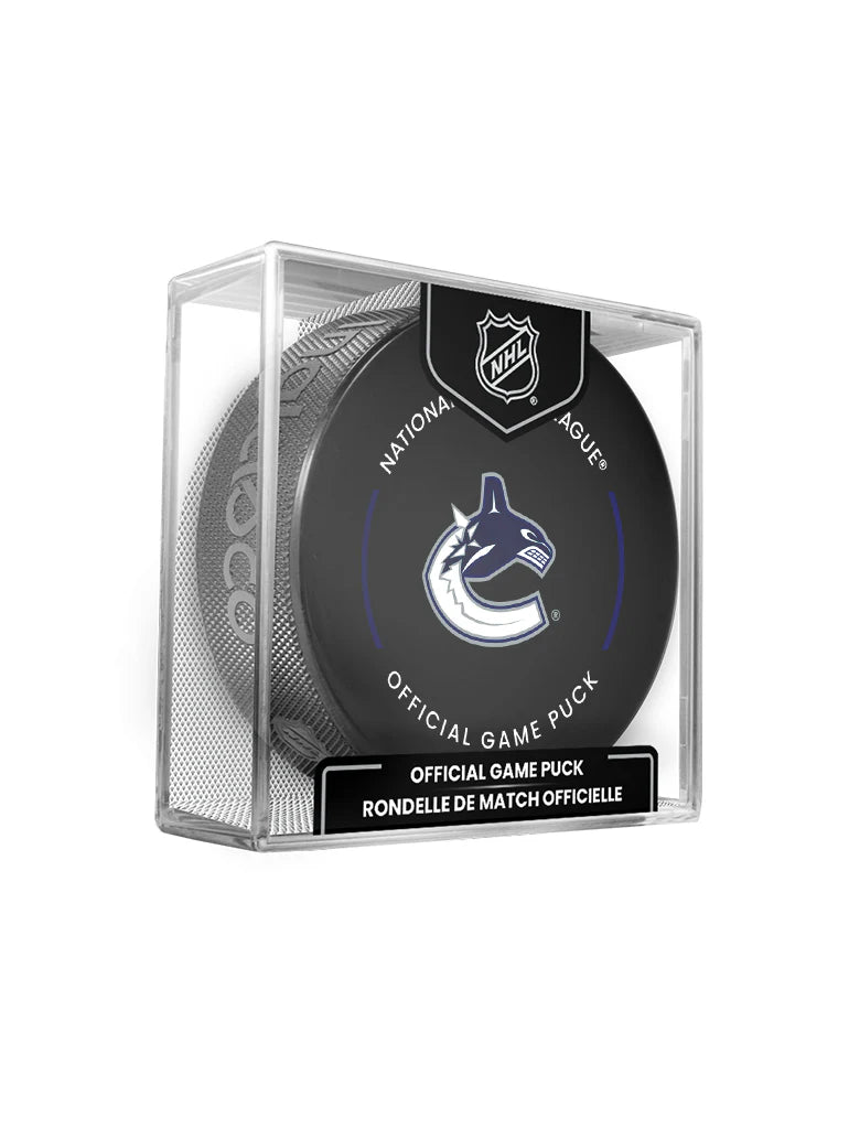 Vancouver Canucks Wincraft NHL 24-25 Official Game Puck In Cube