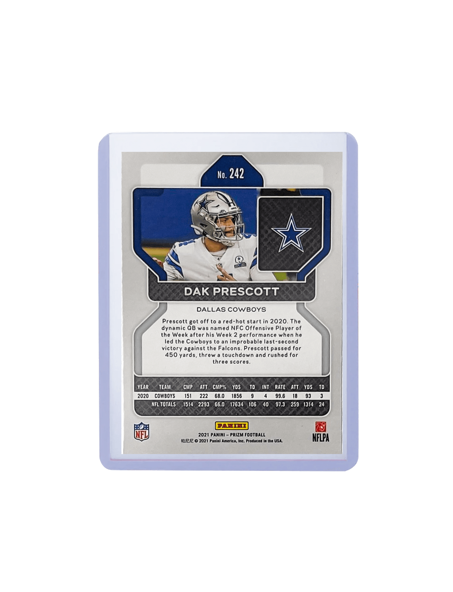 Dak Prescott Dallas Cowboys Panini NFL 2021 Prizm Base 242 Card