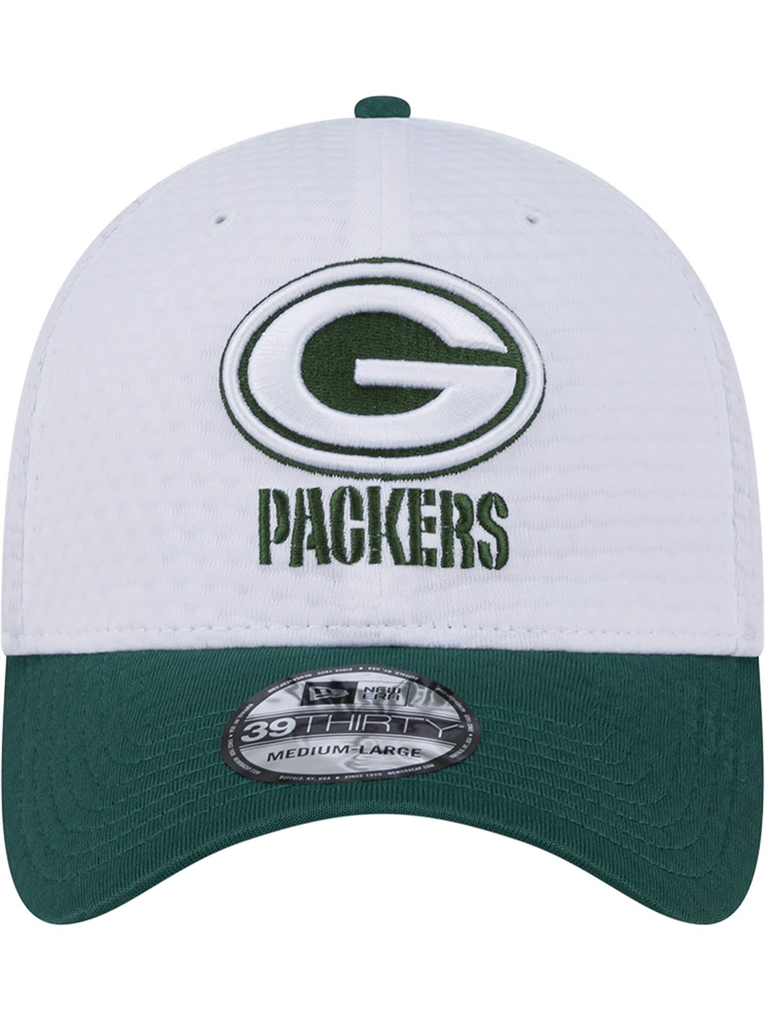 Green Bay Packers New Era NFL 24 Training 39THIRTY Stretch-Fit Hat - White