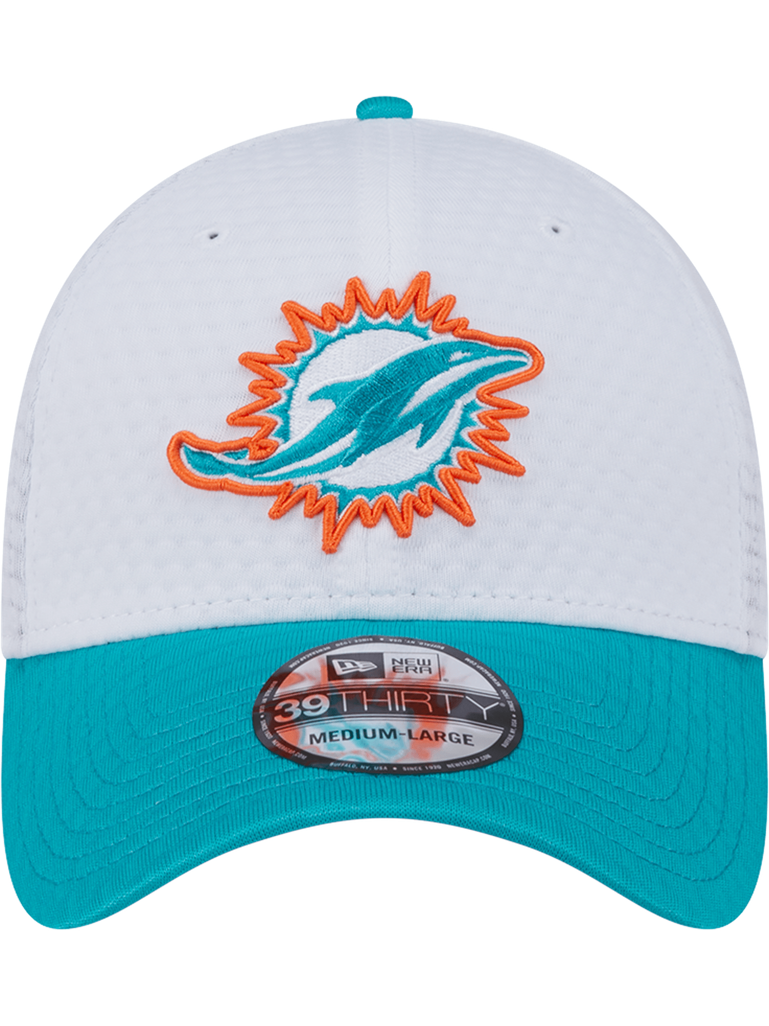 Miami Dolphins New Era NFL 24 Training 39THIRTY Stretch-Fit Hat - White