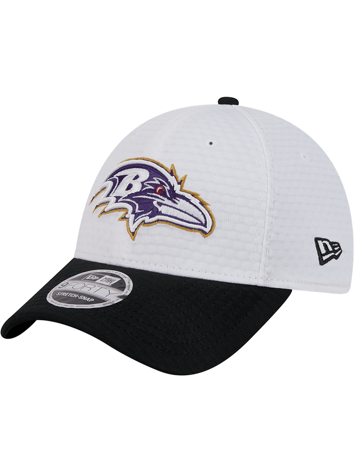 Baltimore Ravens New Era NFL 24 Training 9FORTY Stretch-Snapback Hat - White