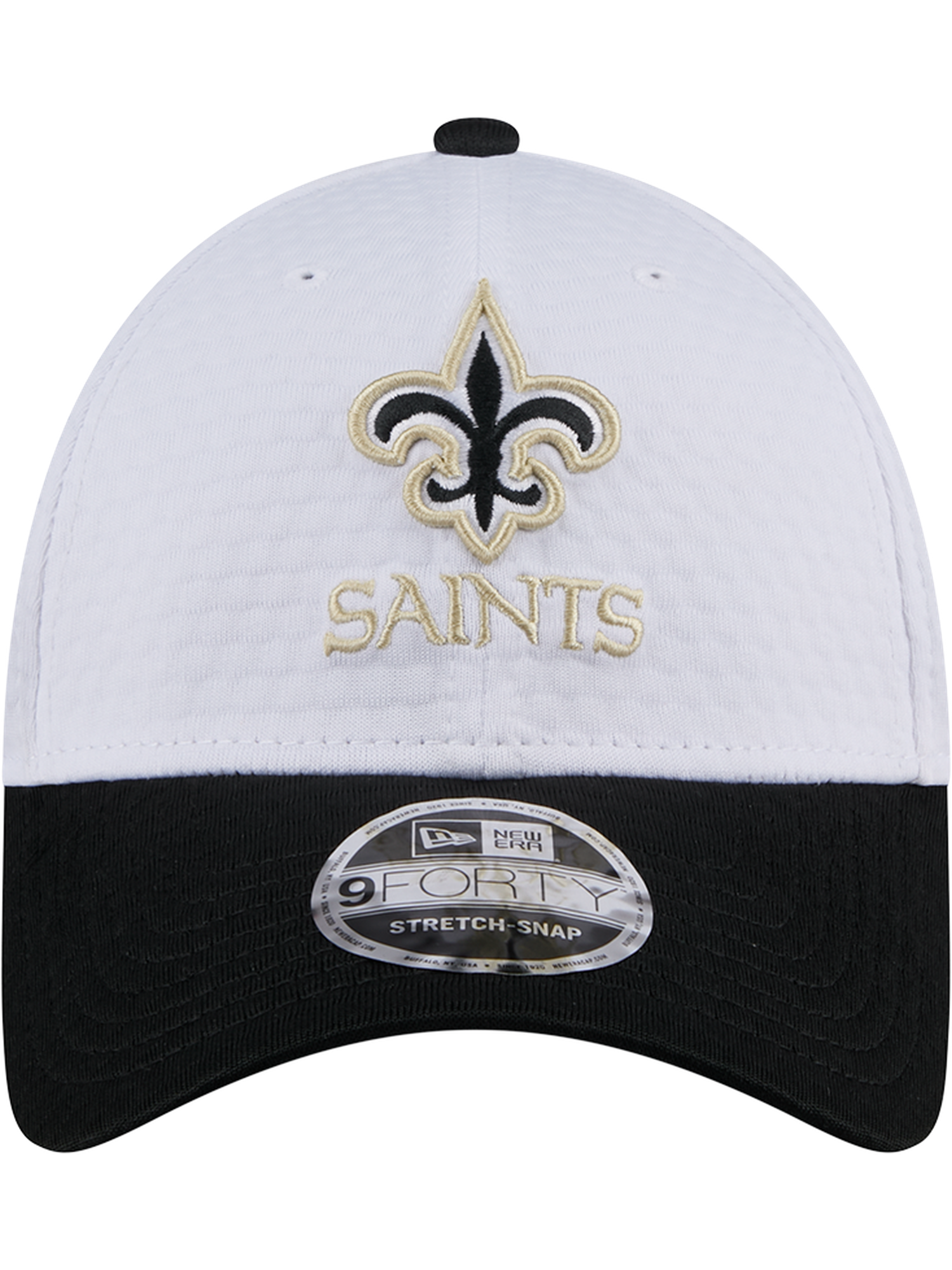 New Orleans Saints New Era NFL 24 Training 9FORTY Stretch-Snapback Hat - White