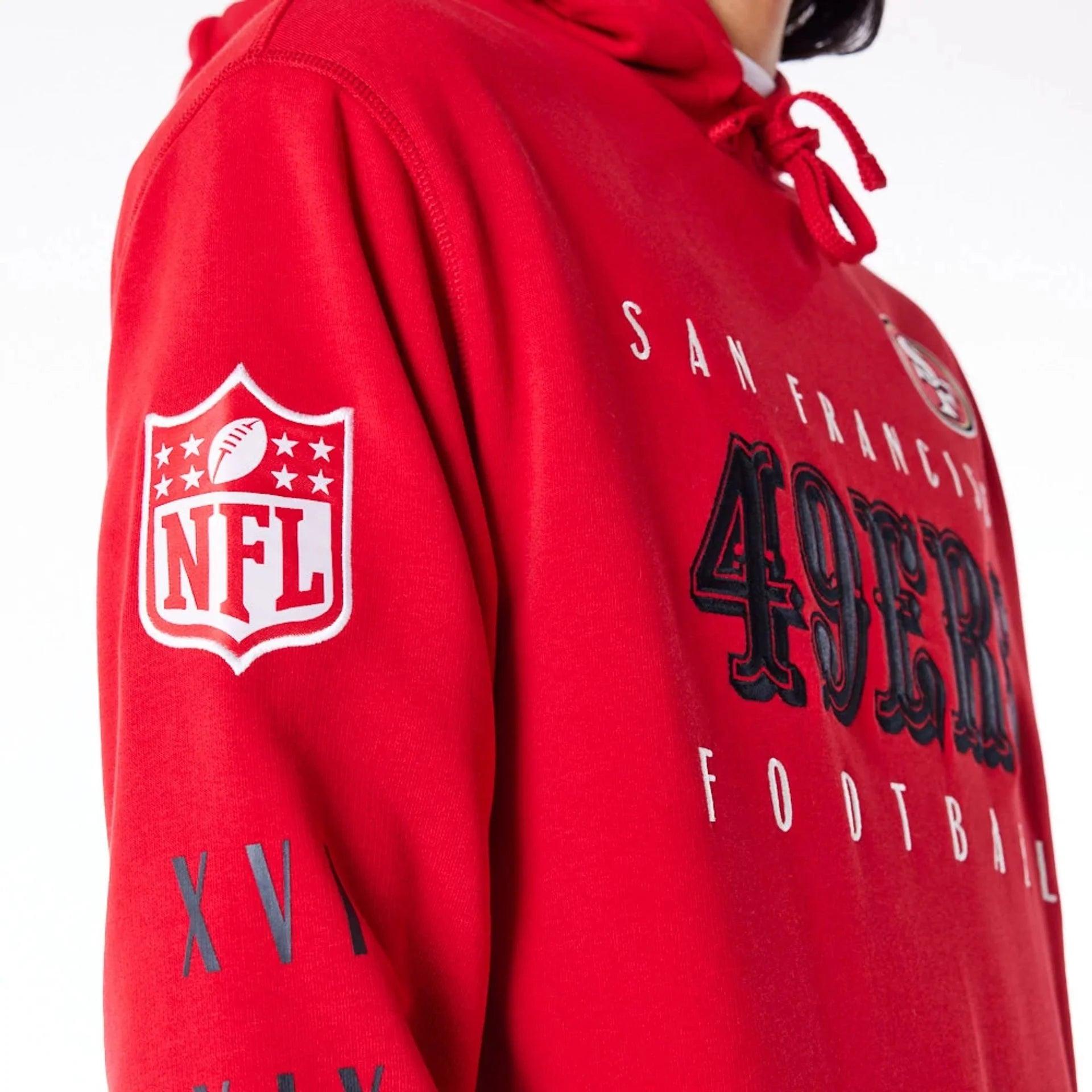 San Francisco 49ers New Era NFL Patched Oversized Hoodie Jumper - Red