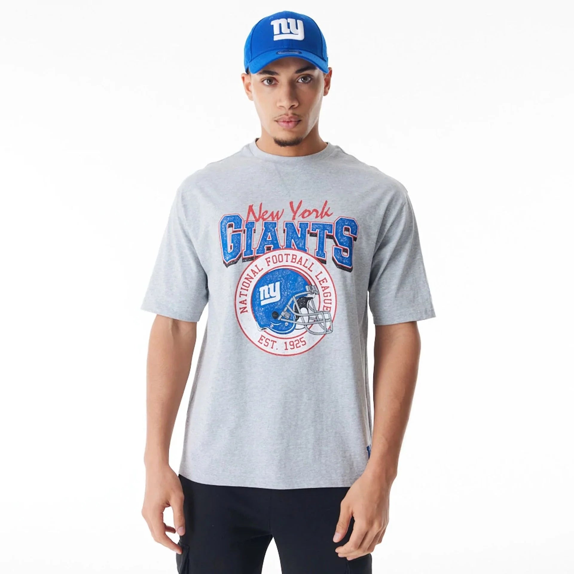 New York Giants New Era NFL Helmet T-Shirt - Grey Marle