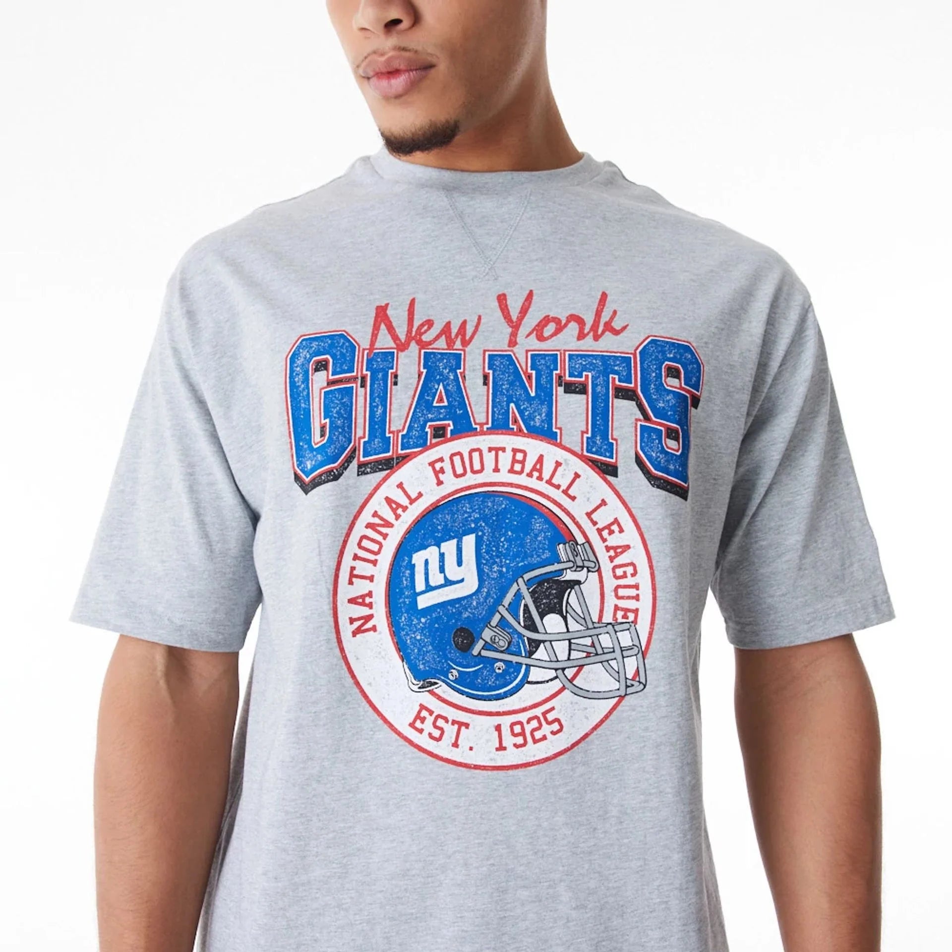 New York Giants New Era NFL Helmet T-Shirt - Grey Marle