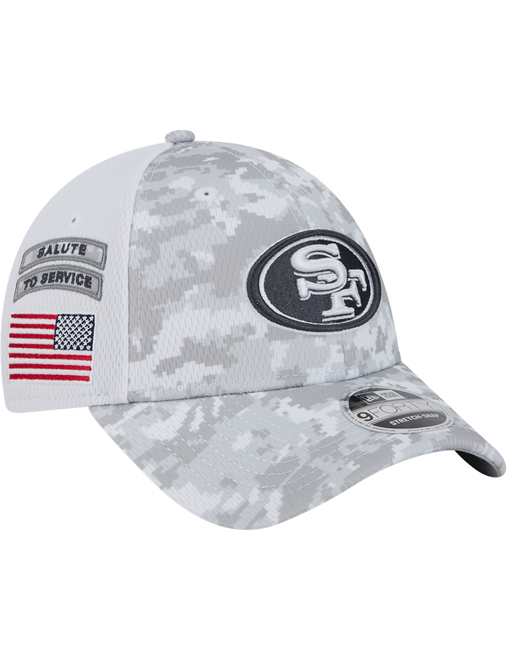 San Francisco 49ers New Era NFL 24 Salute To Service 9FORTY Stretch-Snapback Hat