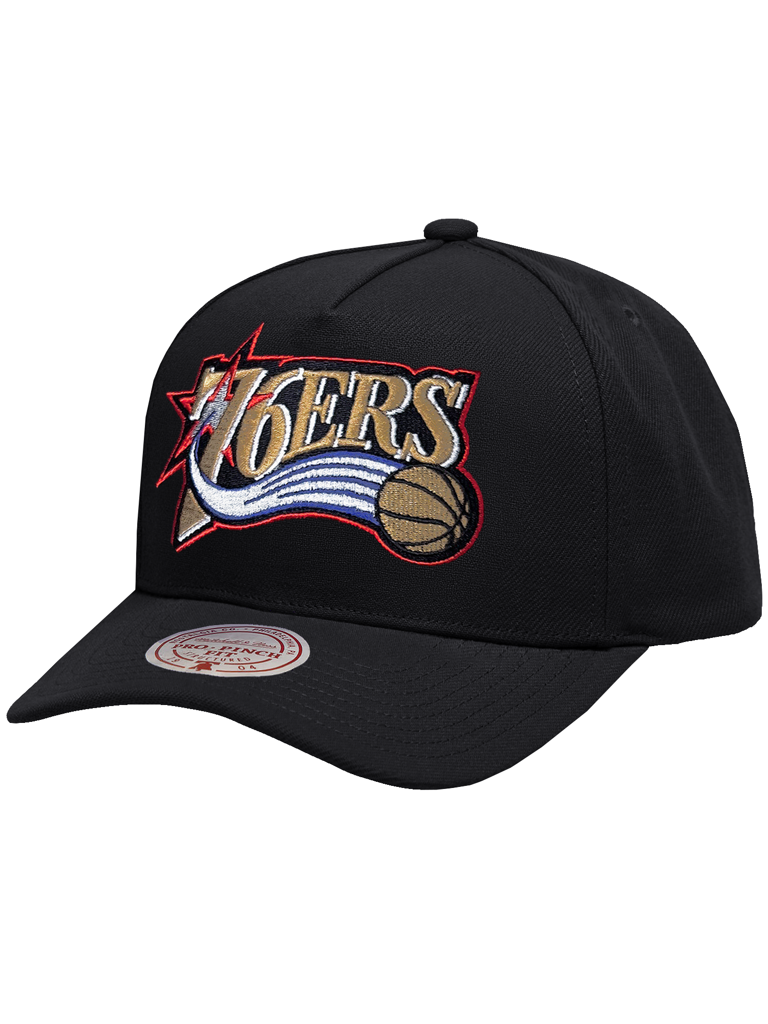 Philadelphia 76ers Mitchell & Ness NBA HWC Pro Pinch Snapback Hat - Black