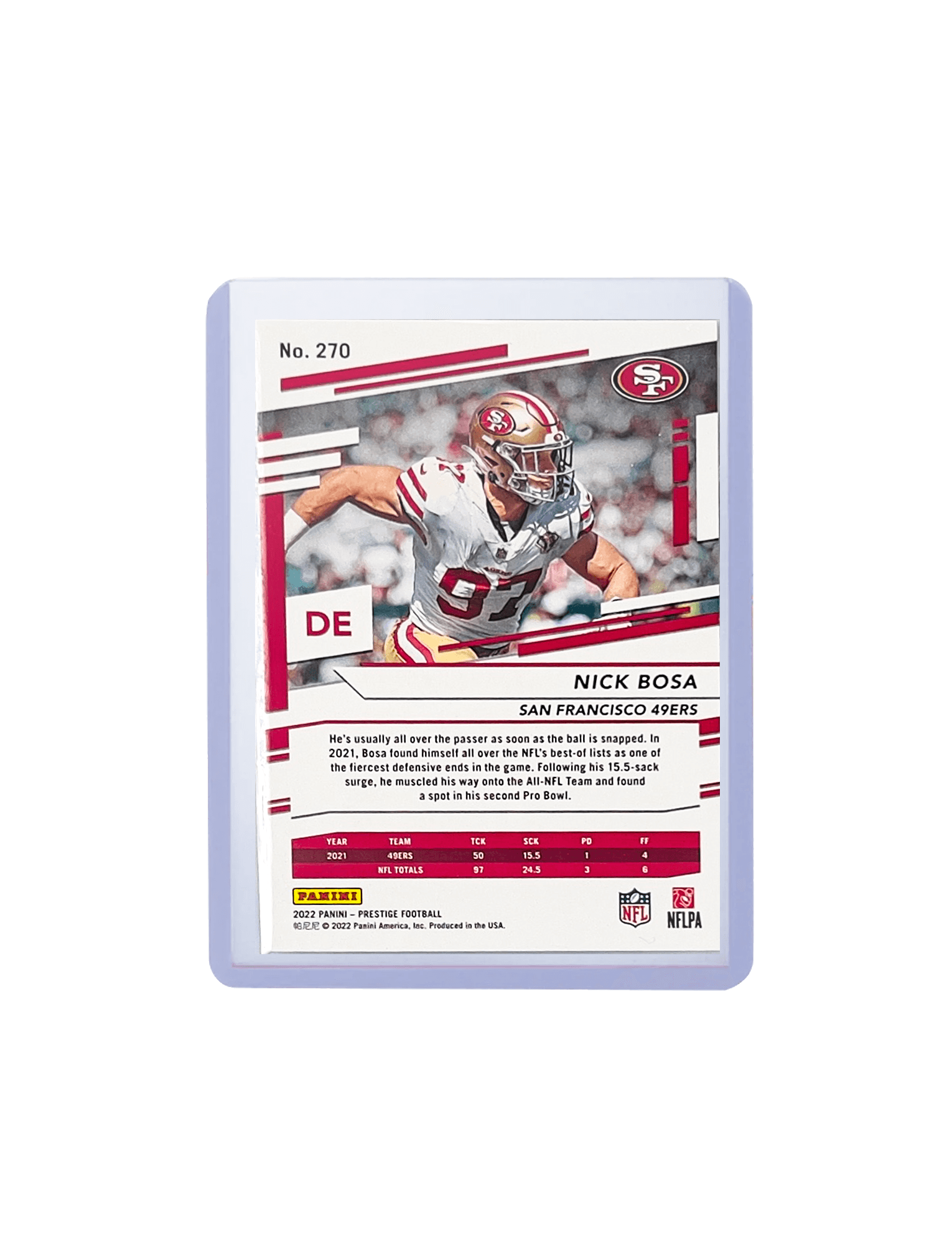 Nick Bosa San Francisco 49ers Panini NFL 2022 Prestige Base 270 Card