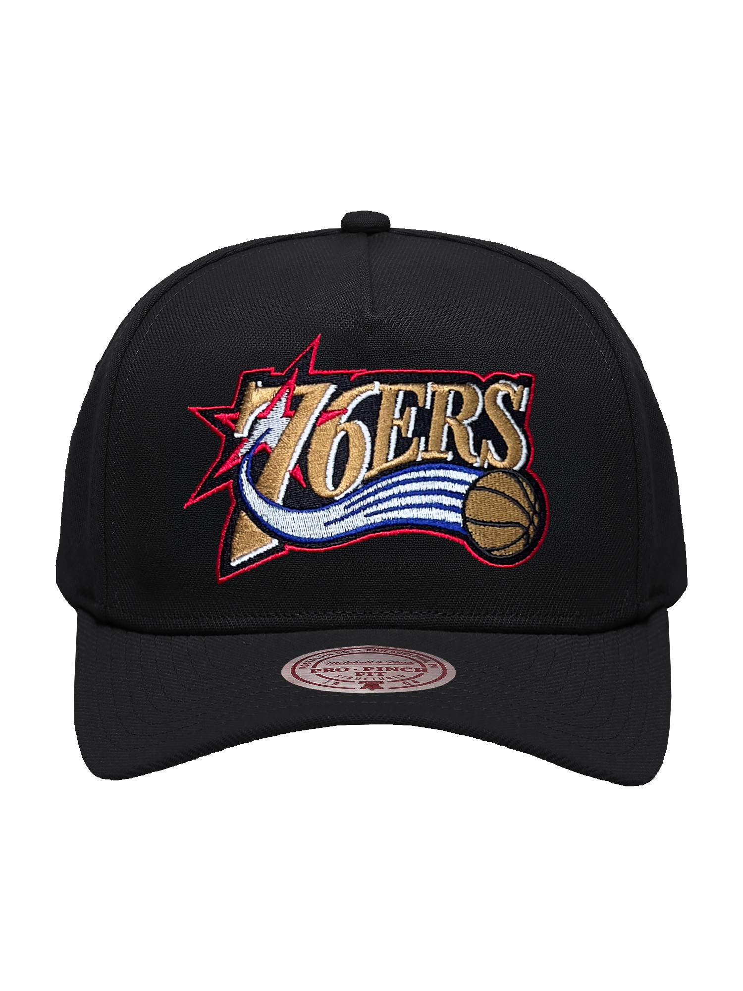 Philadelphia 76ers Mitchell & Ness NBA HWC Pro Pinch Snapback Hat - Black