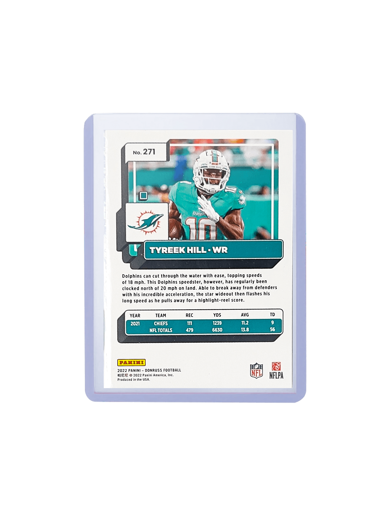 Tyreek Hill Miami Dolphins Panini NFL 2022 Donruss Base 271 Card