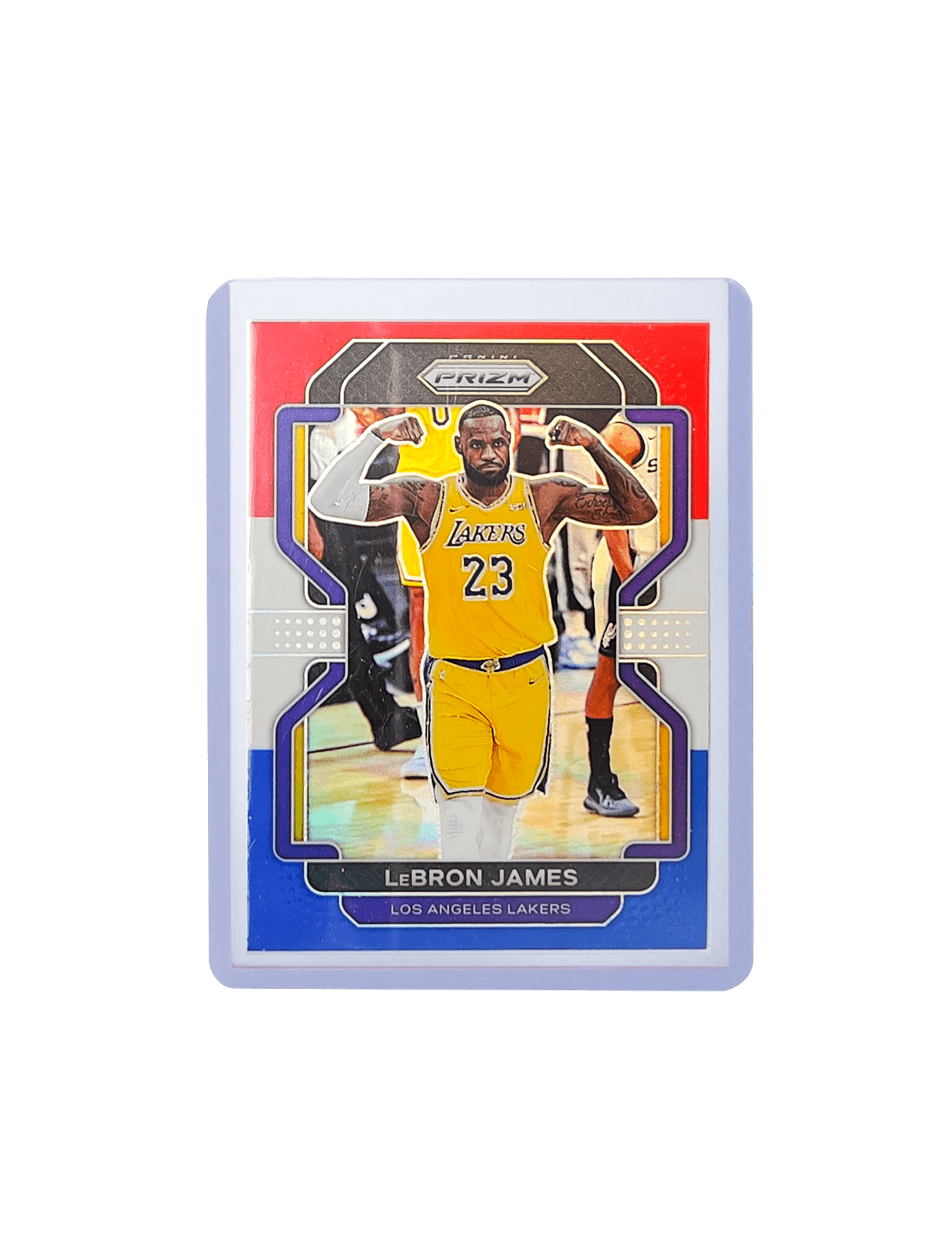 LeBron James Los Angeles Lakers Panini NBA 21-22 Prizm Red White Blue Card