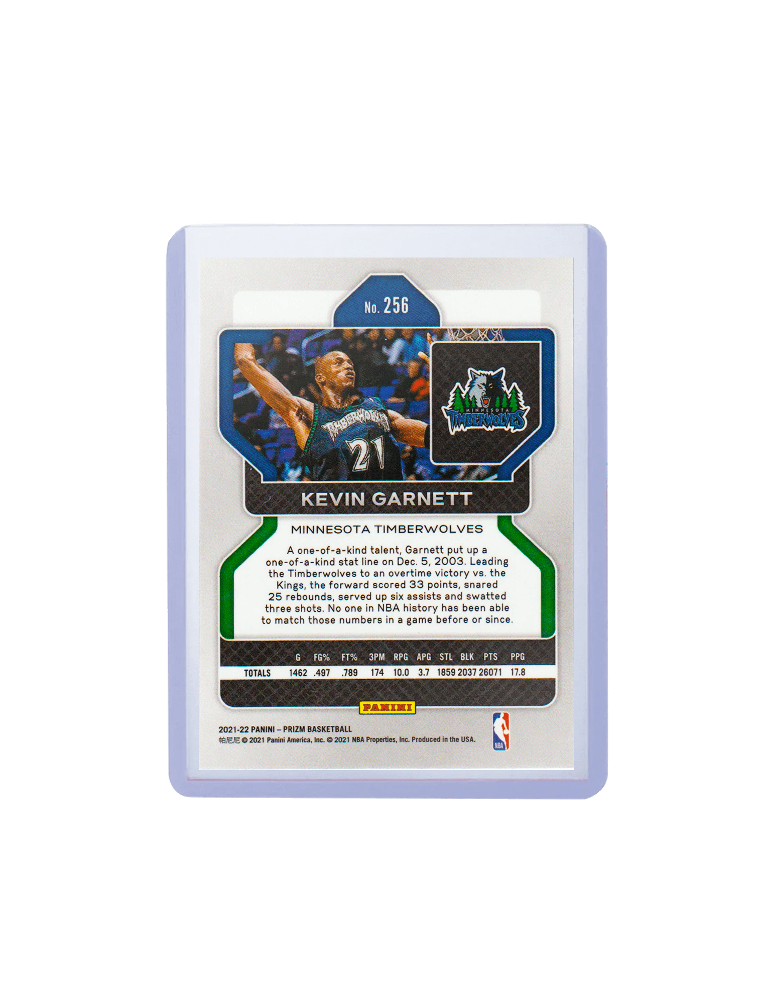 Kavin Garnett Minnesota Timberwolves Panini NBA 21-22 Prizm 256 Base Card