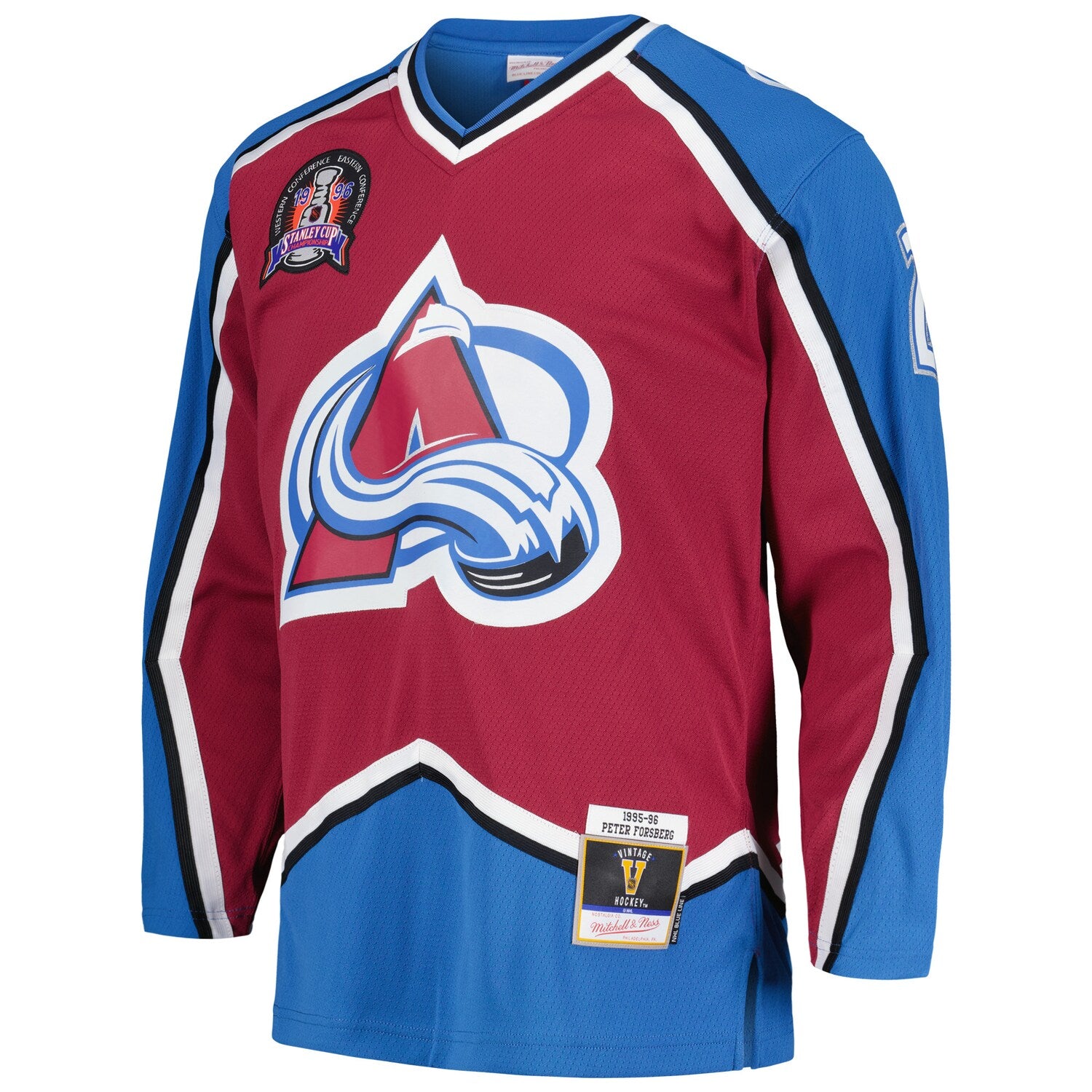 Peter Forsberg Colorado Avalanche Mitchell & Ness NHL 95-96 Blue Line Jersey - Burgundy