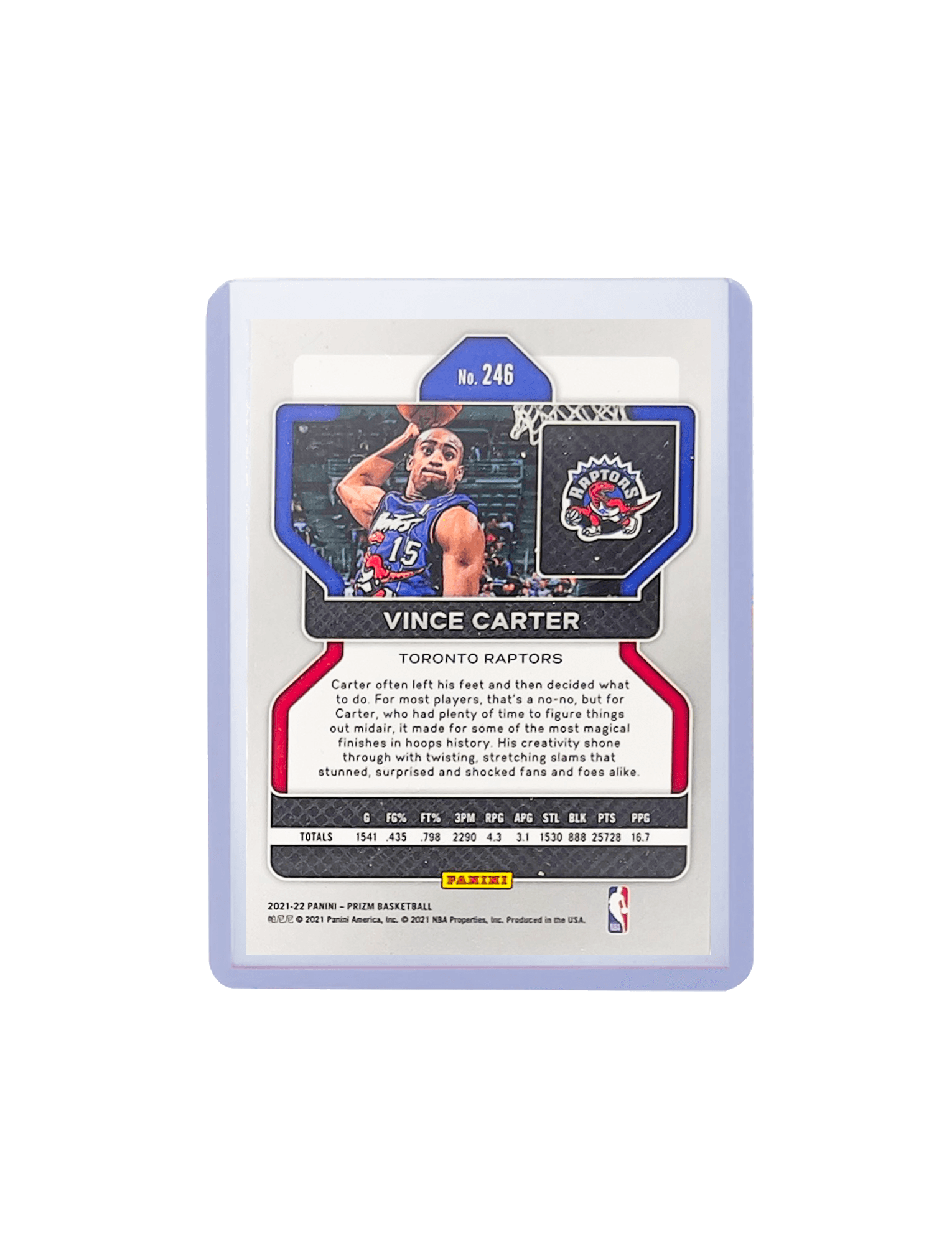 Vince Carter Toronto Raptors Panini NBA 21-22 Prizm 246 Base Card