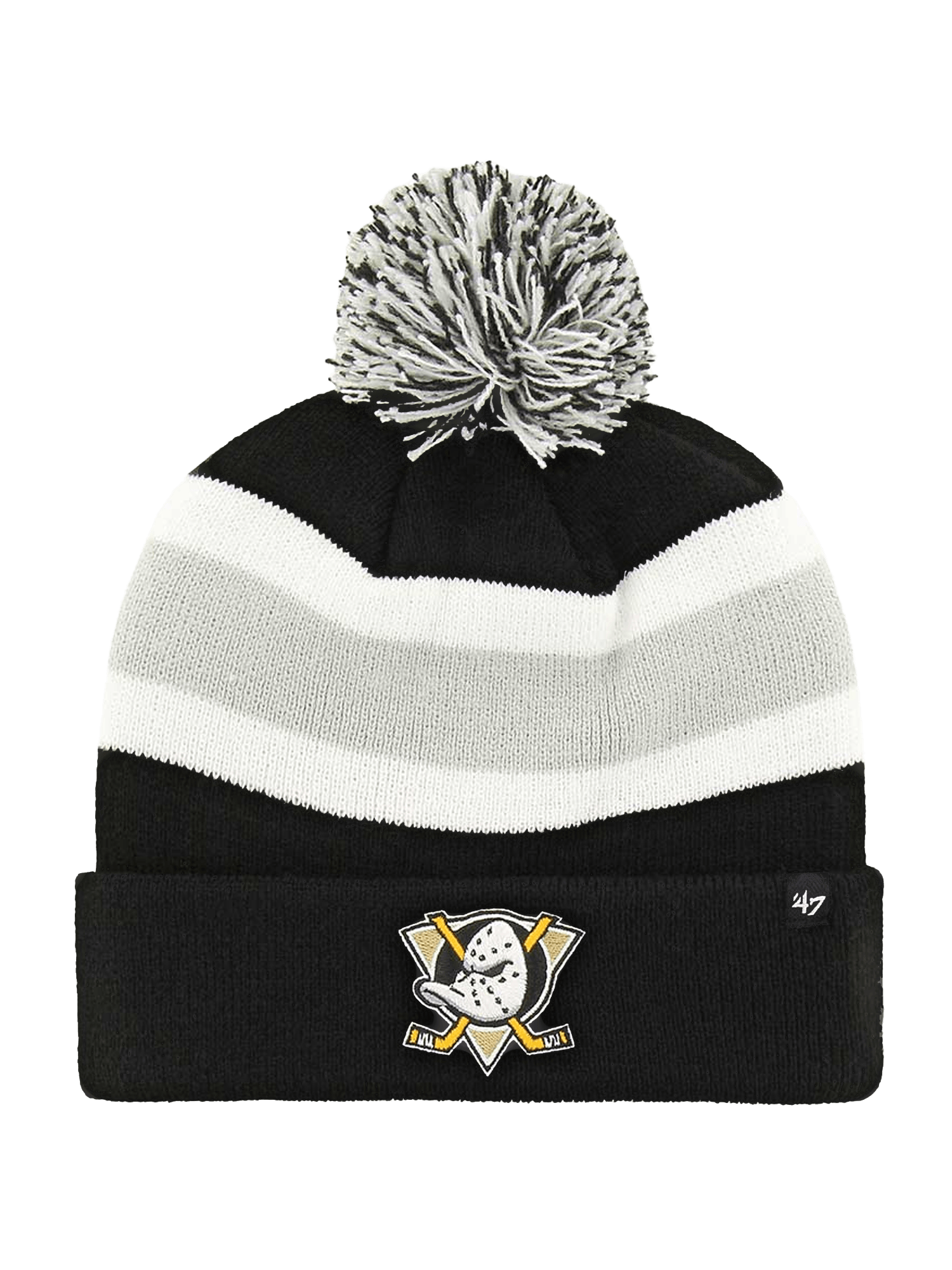 Anaheim Mighty Ducks '47 NHL Breakaway Pom Cuff Knit Beanie - Black