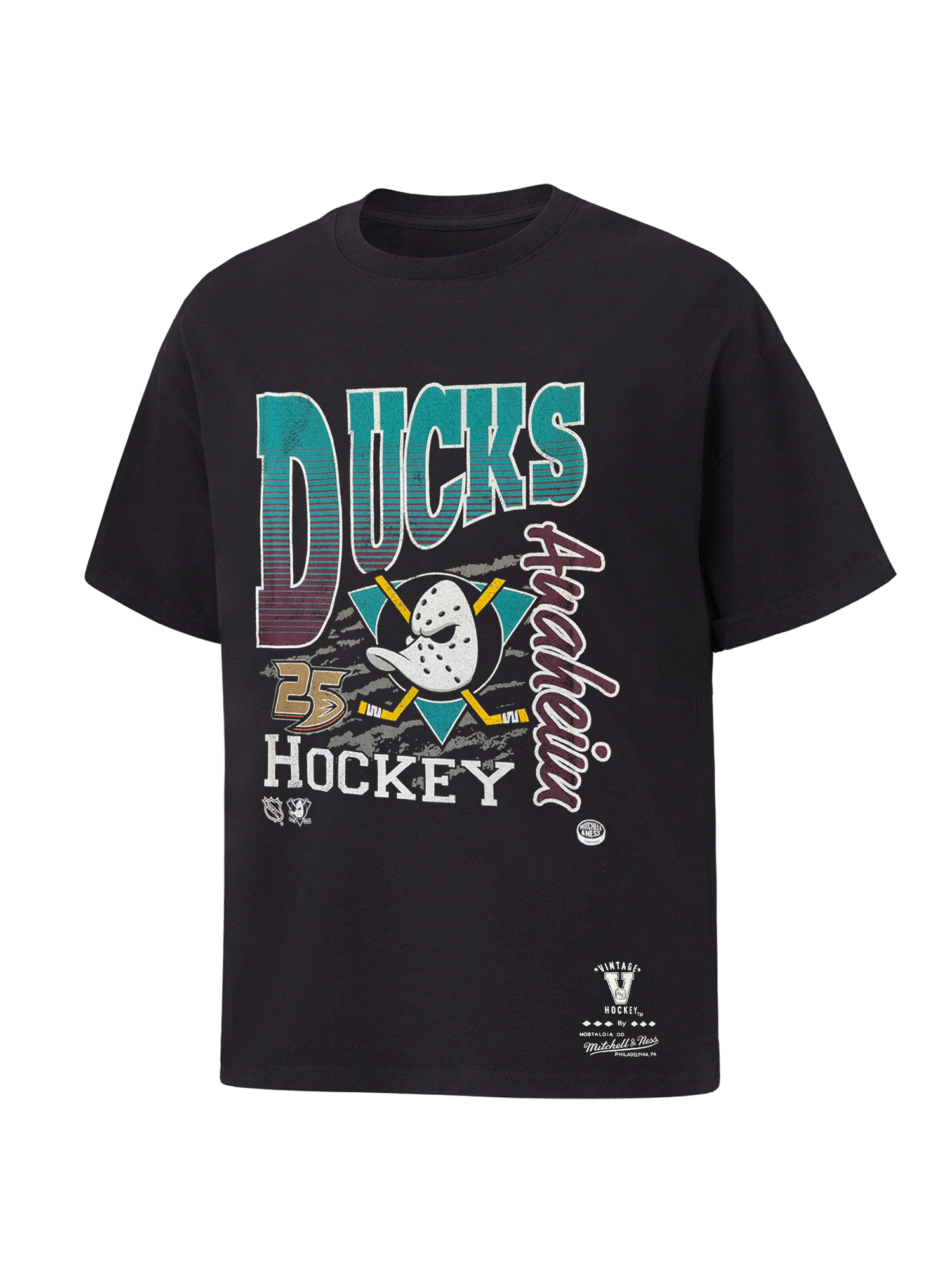 Anaheim Ducks Mitchell & Ness NHL Graphic Vintage T-Shirt - Overdyed Black