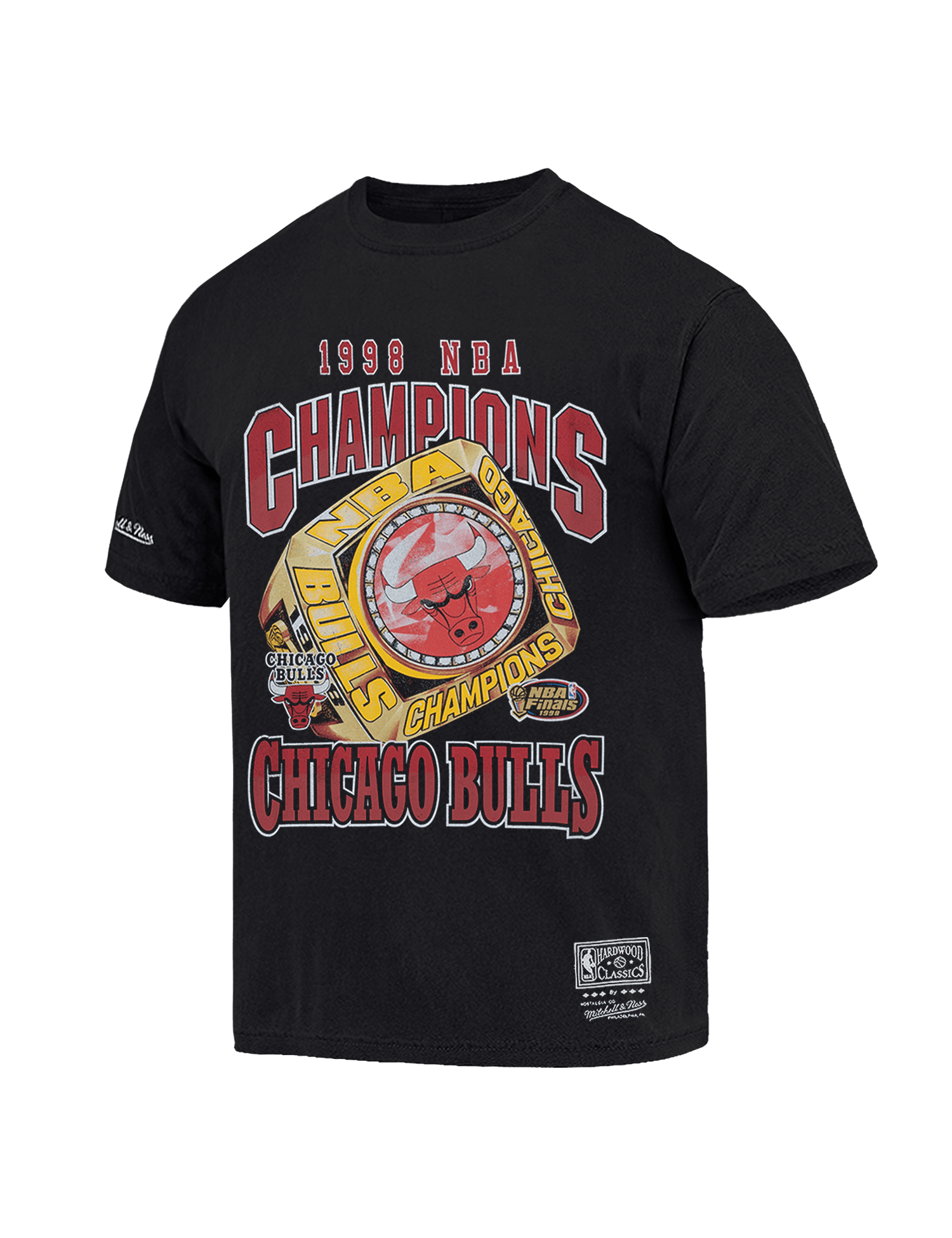 Chicago Bulls Mitchell & Ness NBA Champs History Vintage T-Shirt - Faded Black