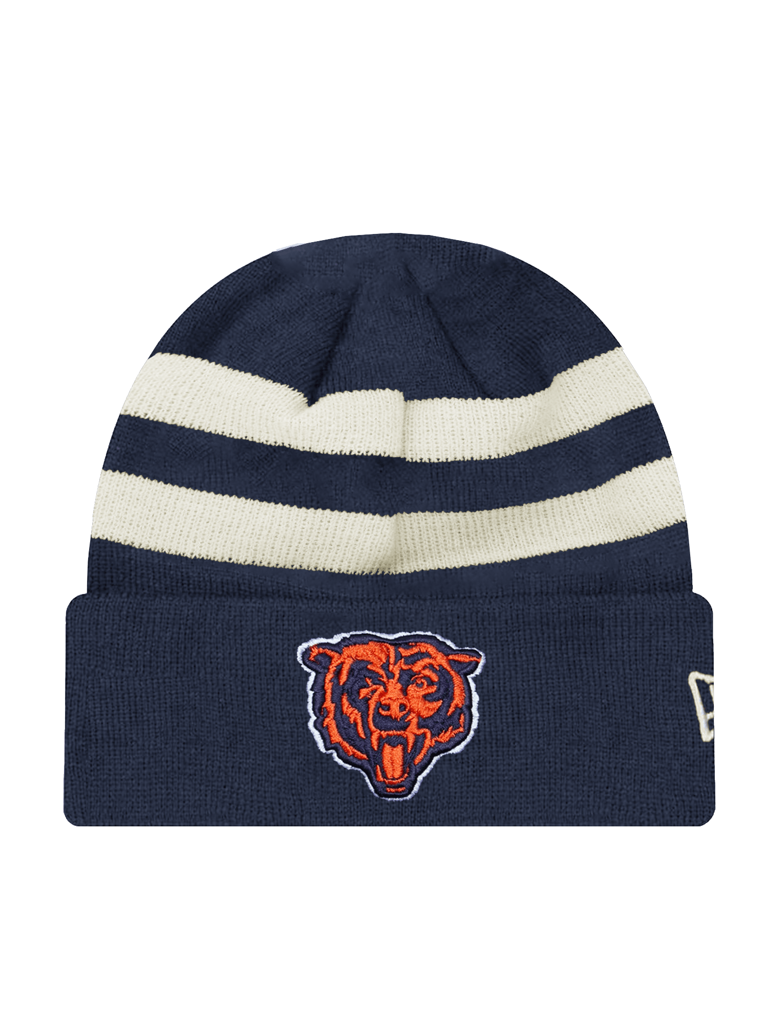 Chicago Bears New Era NFL Ivory Stripe Knit Beanie - Navy