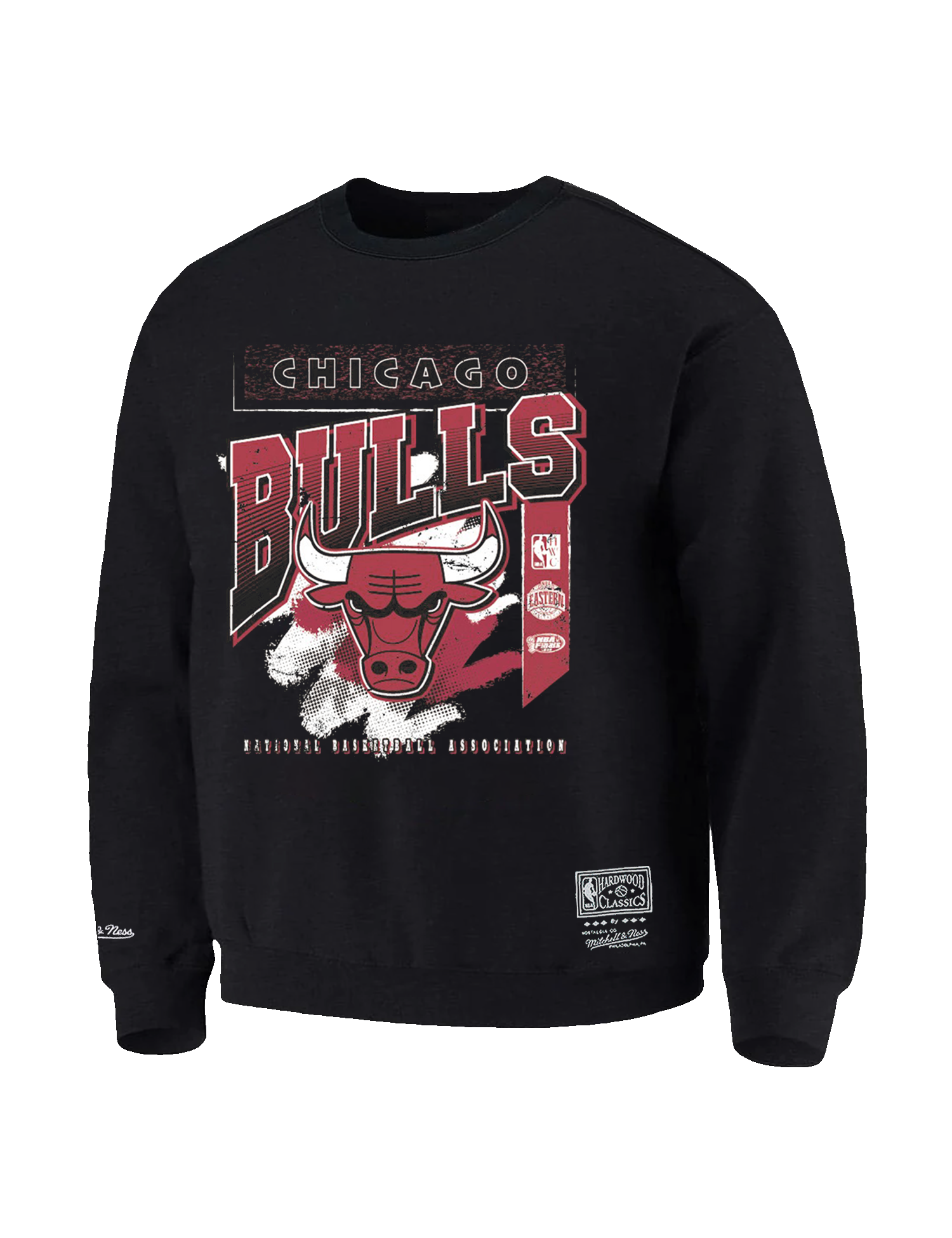 Chicago Bulls Mitchell & Ness NBA Brush Off 2.0 Vintage Crew Jumper - Faded Black