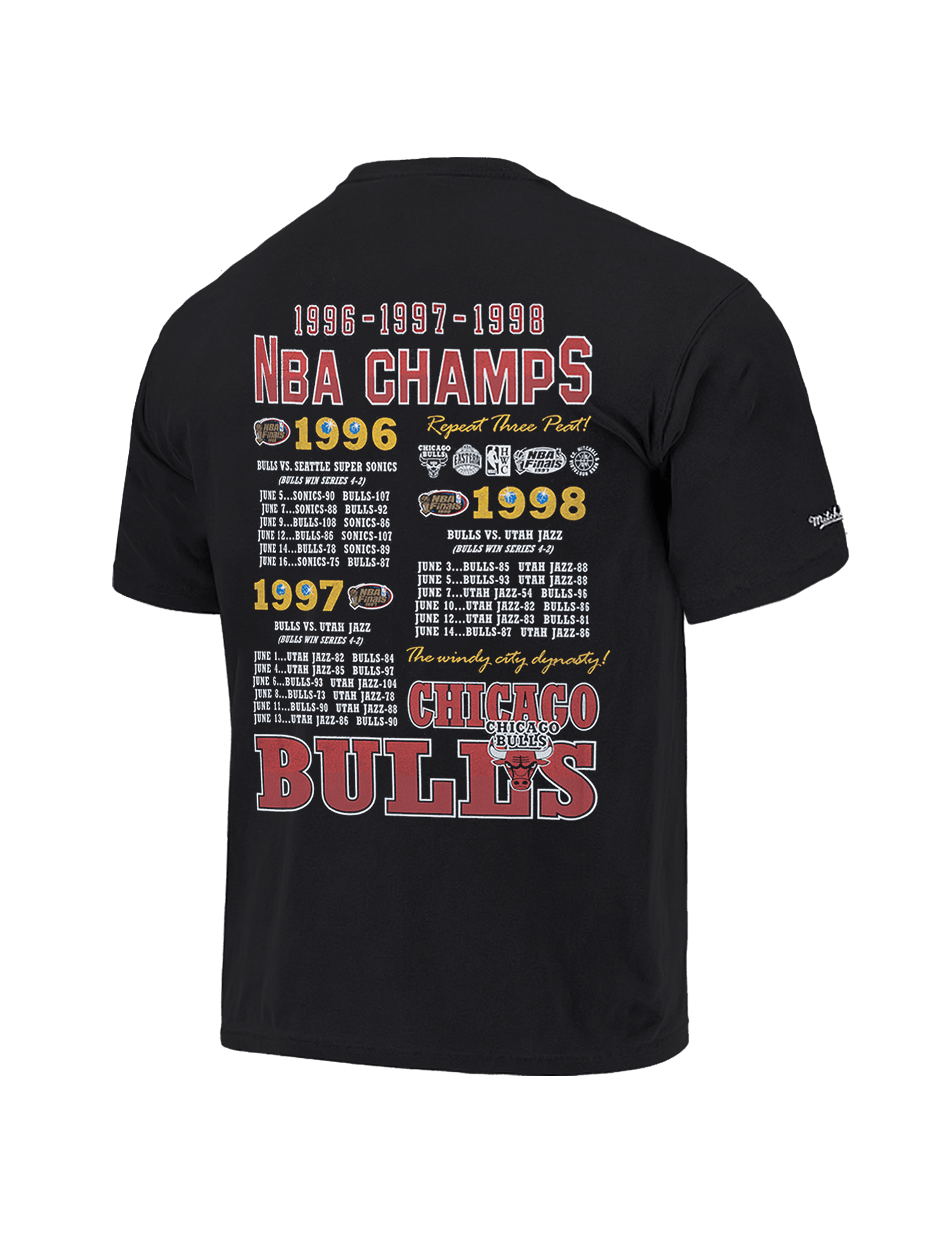 Chicago Bulls Mitchell & Ness NBA Champs History Vintage T-Shirt - Faded Black