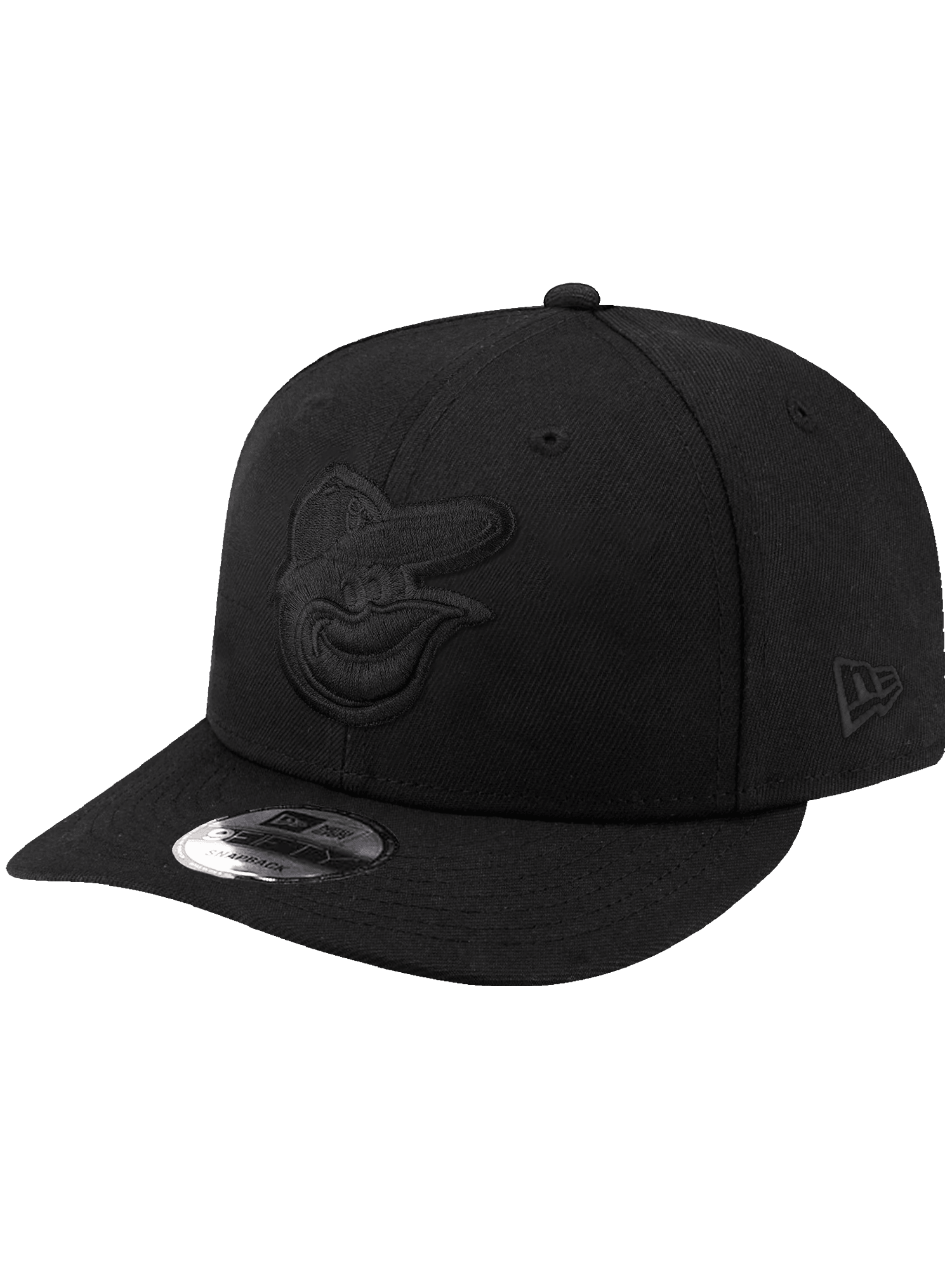 Baltimore Orioles New Era MLB Black On Black 9FIFTY Pre-Curved Snapback Hat