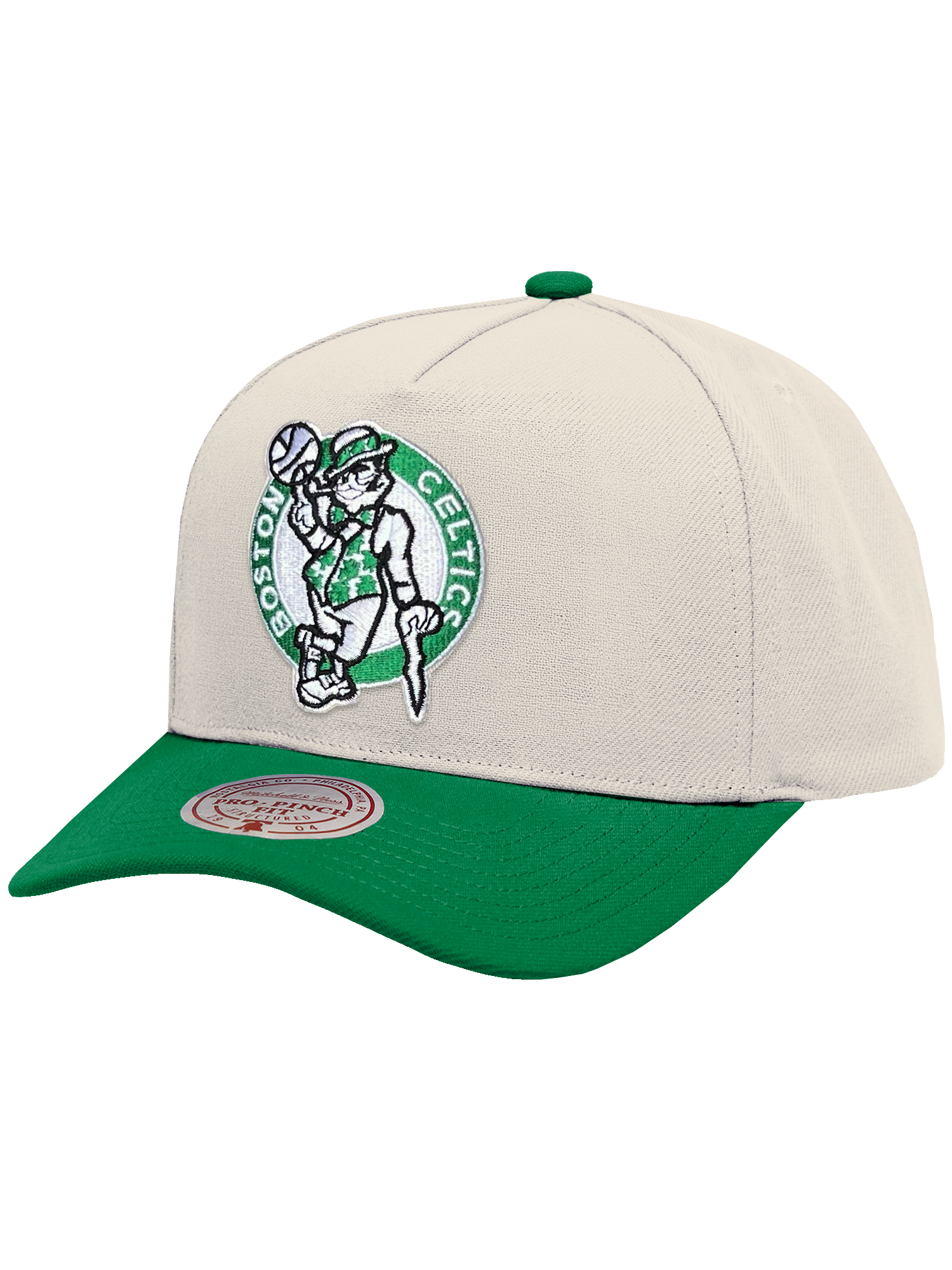 Boston Celtics Mitchell & Ness NBA HWC 2T Pro Pinch Snapback Hat - Cream